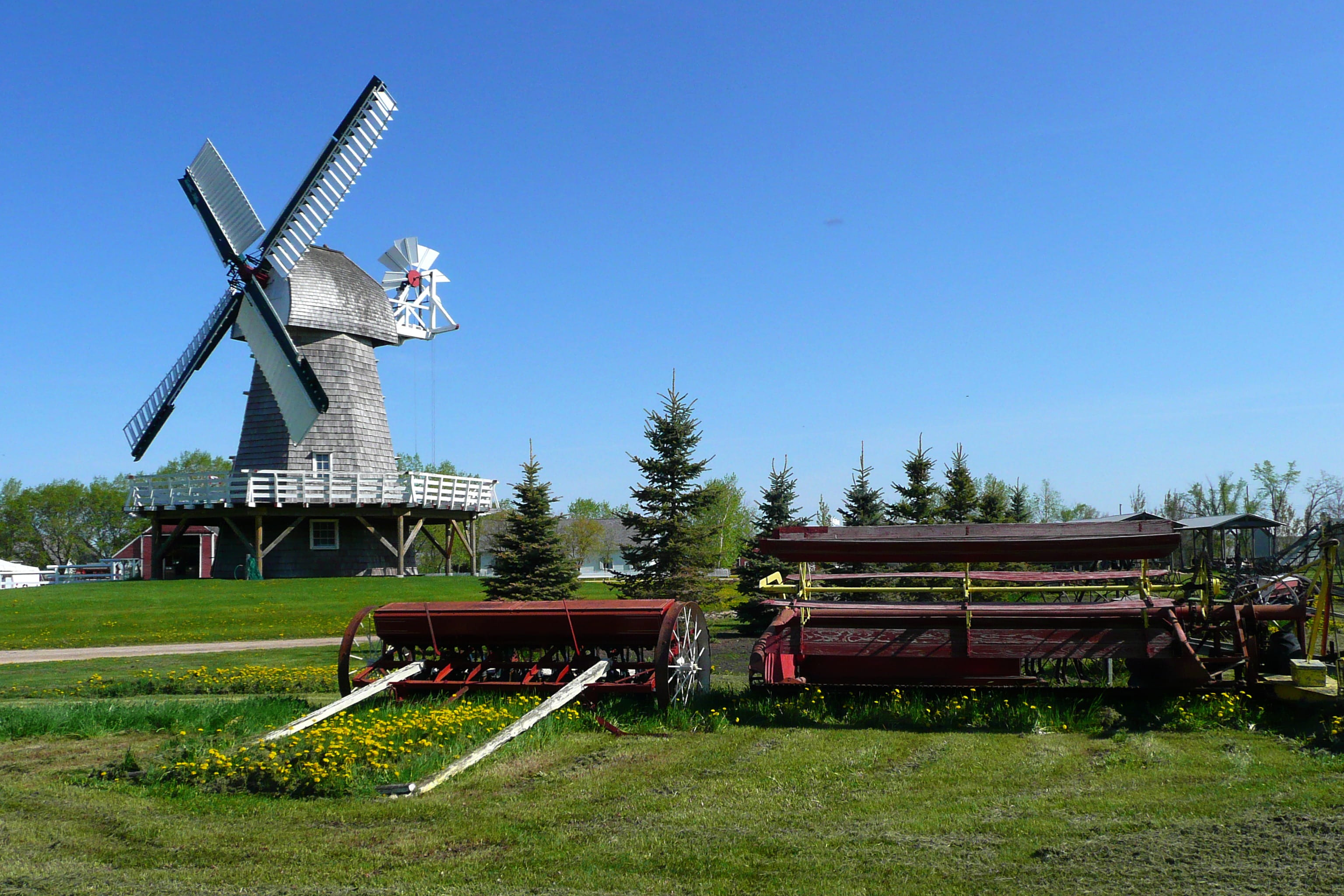 environmental conservation, wind turbine, meadow, field, heritage, rural scene, built structure, 2K, architecture, wind power, Steinbach, clear sky, plant, HD Wallpaper