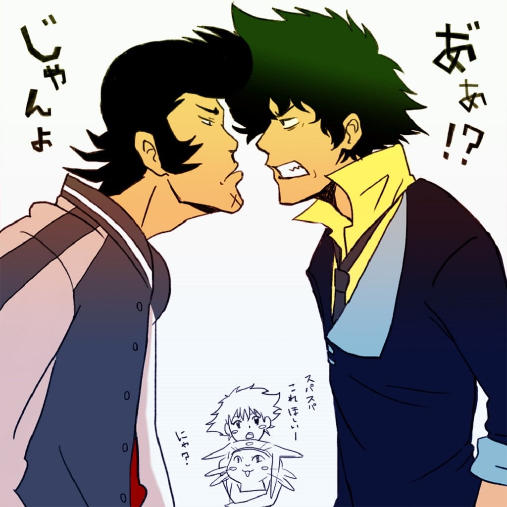 spike, couple - relationship, businessman, Dandy (Space Dandy), crossover, dandy, creativity, Cowboy Bebop, adult, anime, Space Dandy, Spike Spiegel, young men, Phone HD Wallpaper