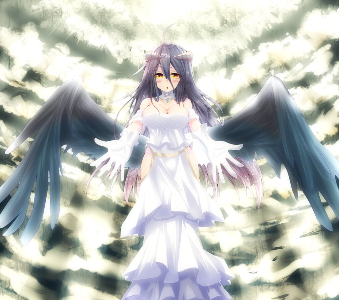 Albedo (Overlord), sky, Anime, nature, young adult, outdoors, front view, real people, Overlord (Anime), belief, Overlord, one person, low angle view, celebration, HD Wallpaper
