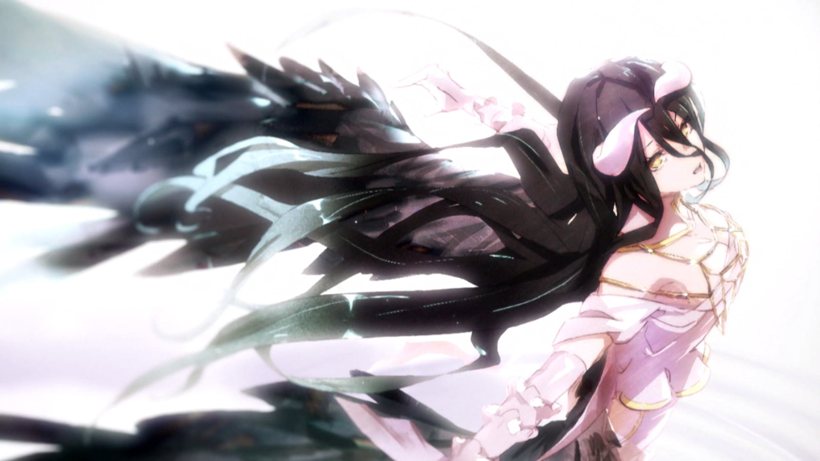 studio shot, tangled, purple, character, black color, smoke - physical structure, abstract, Anime, 720P, fashion, girl, Overlord (Anime), Albedo (Overlord), HD Wallpaper