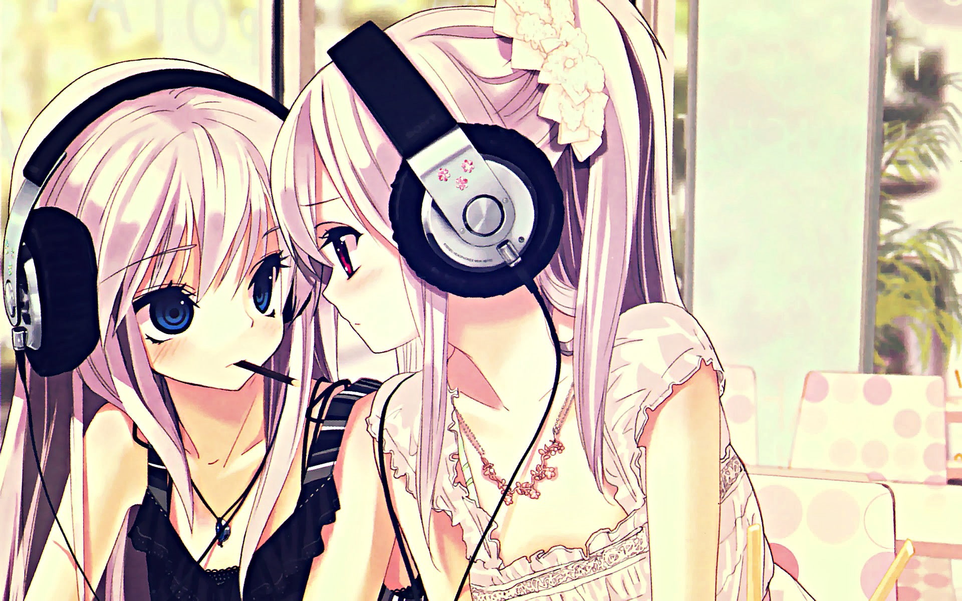 anime, 1080P, cartoon/comic, hd, headphones, HD Wallpaper
