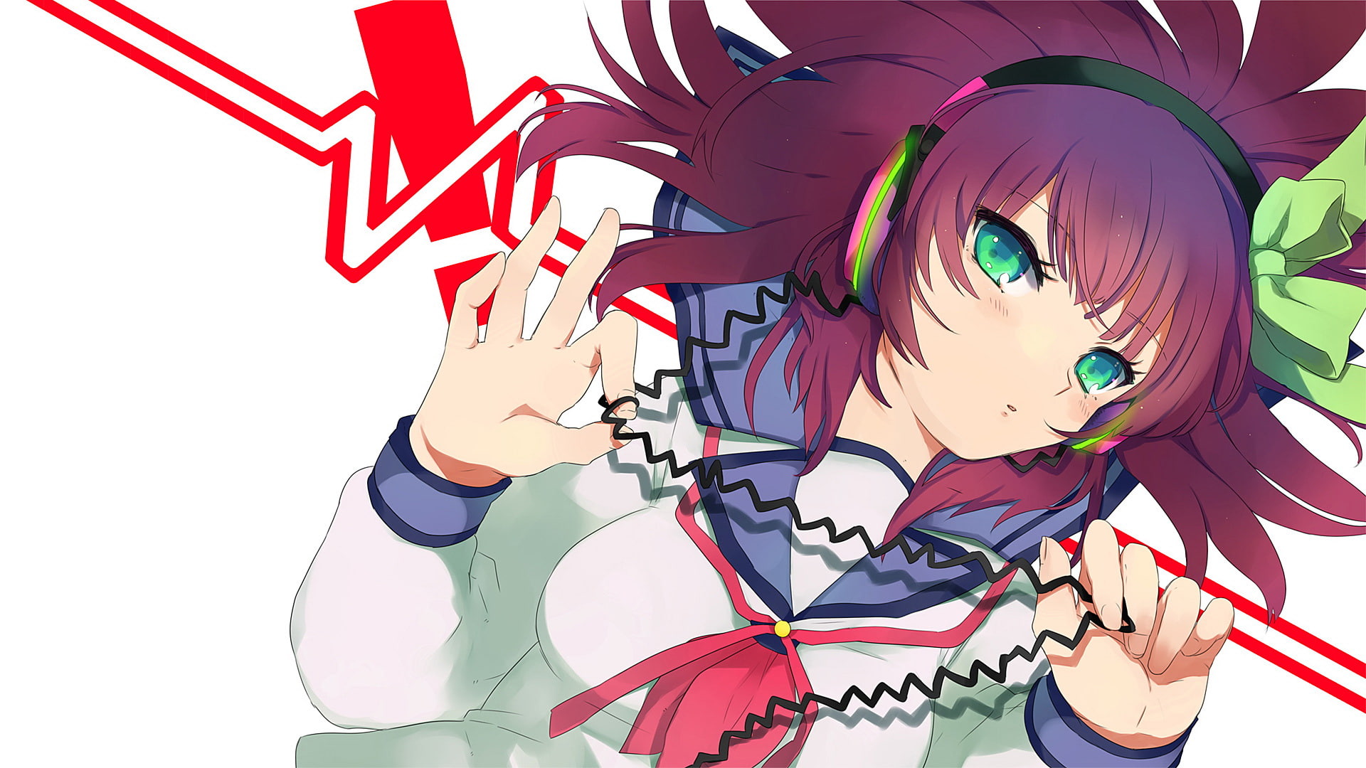 cartoon/comic, headphones, anime, 1080P, hd, HD Wallpaper