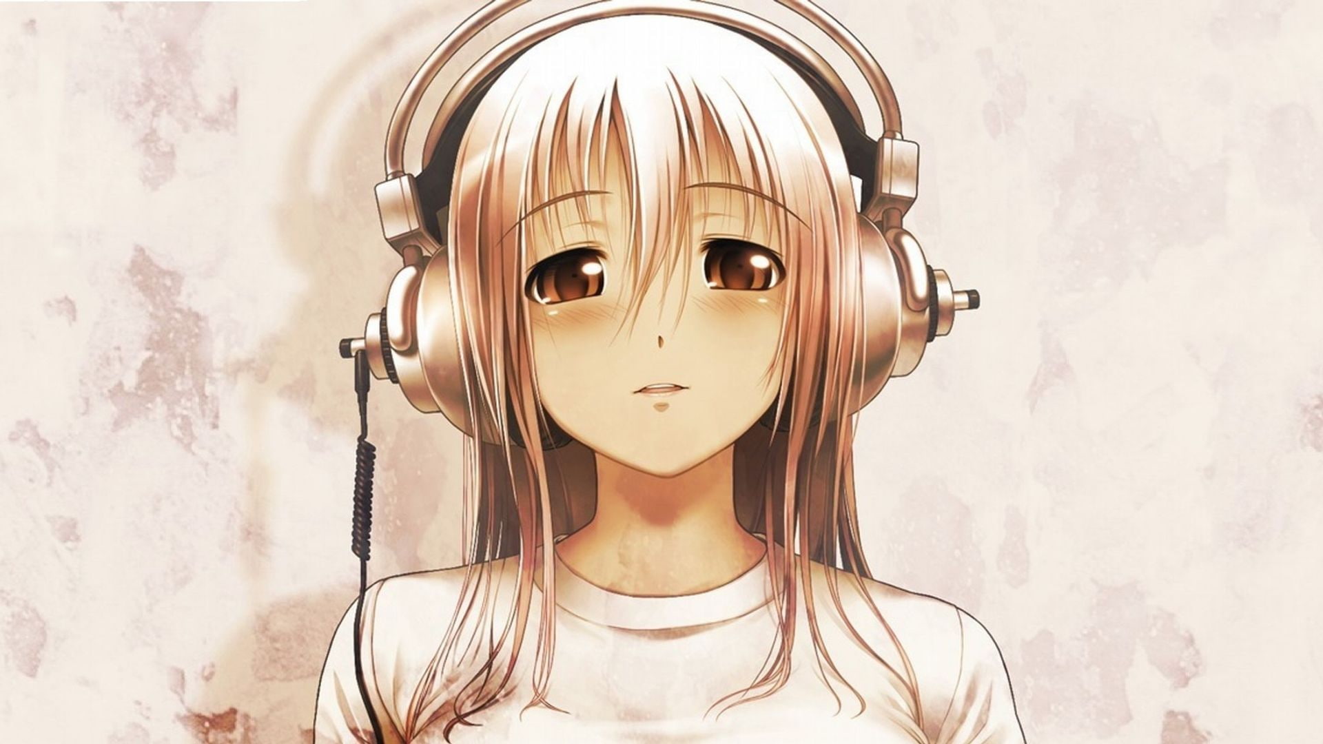white, cartoon/comic, headphones, anime, wearing, poster, hd, 1080P, girl, woman, HD Wallpaper