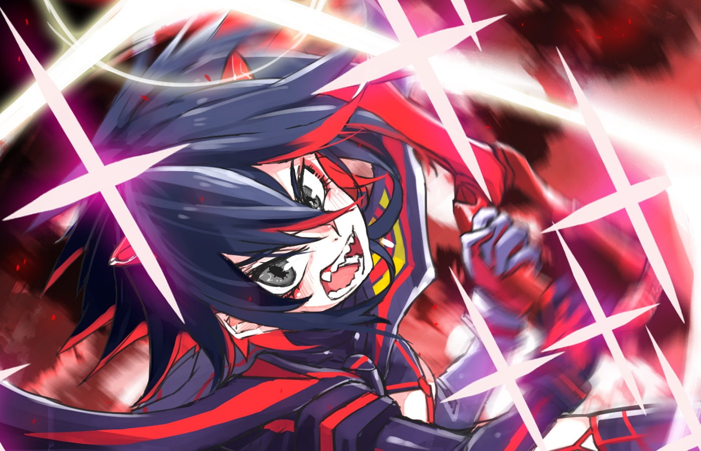multi colored, Matoi Ryuuko, low angle view, event, electricity, night, technology, outdoors, Kill la Kill, long exposure, arts culture and entertainment, HD Wallpaper