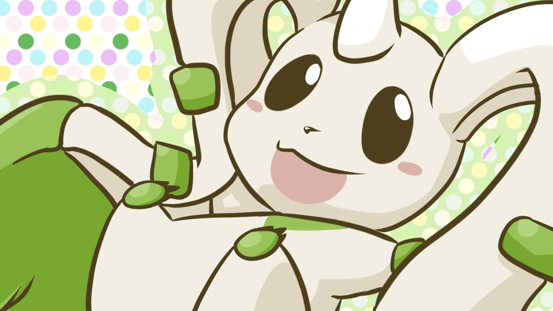 character, green, design, animal representation, nature, art and craft, terriermon, white, green color, lighting equipment, illuminated, anime, close-up, HD Wallpaper