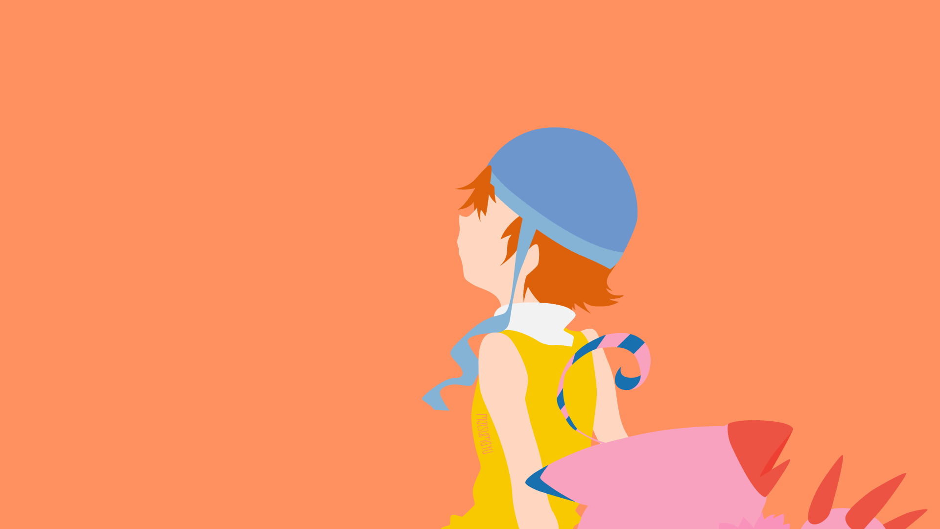 anime, simple background, 1080P, anime girls, Digimon, minimalism, HD Wallpaper