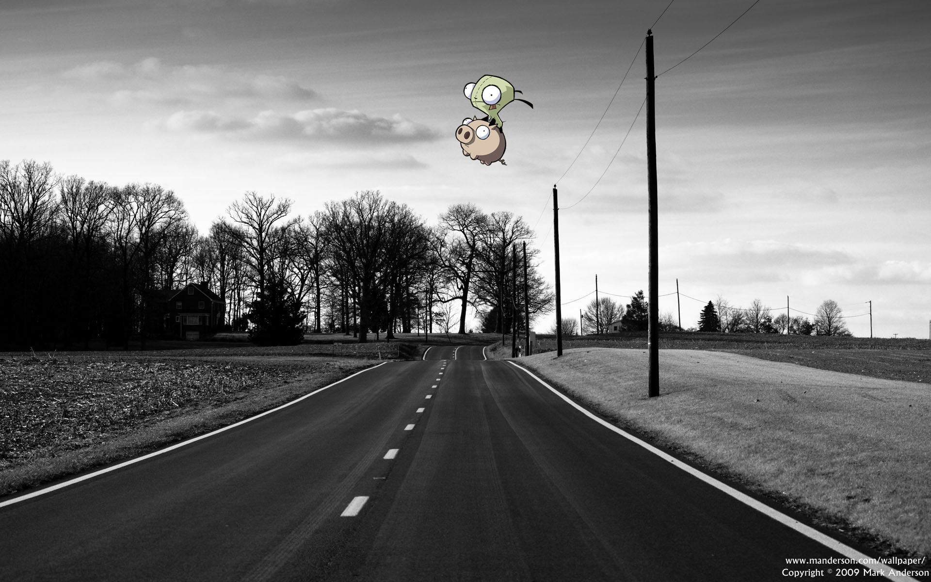 Zim, Pigs, Trees, selective, Gir, 1080P, coloring, roads, Invader, HD Wallpaper