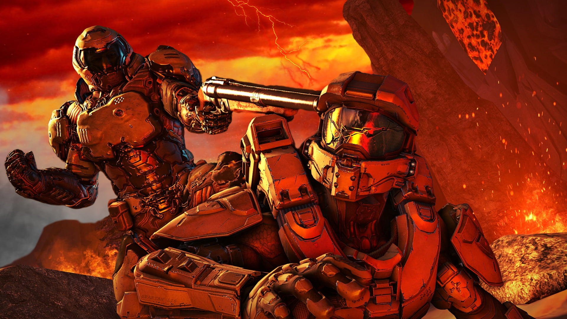 Doom (game), video games, video game art, 1080P, Halo, HD Wallpaper