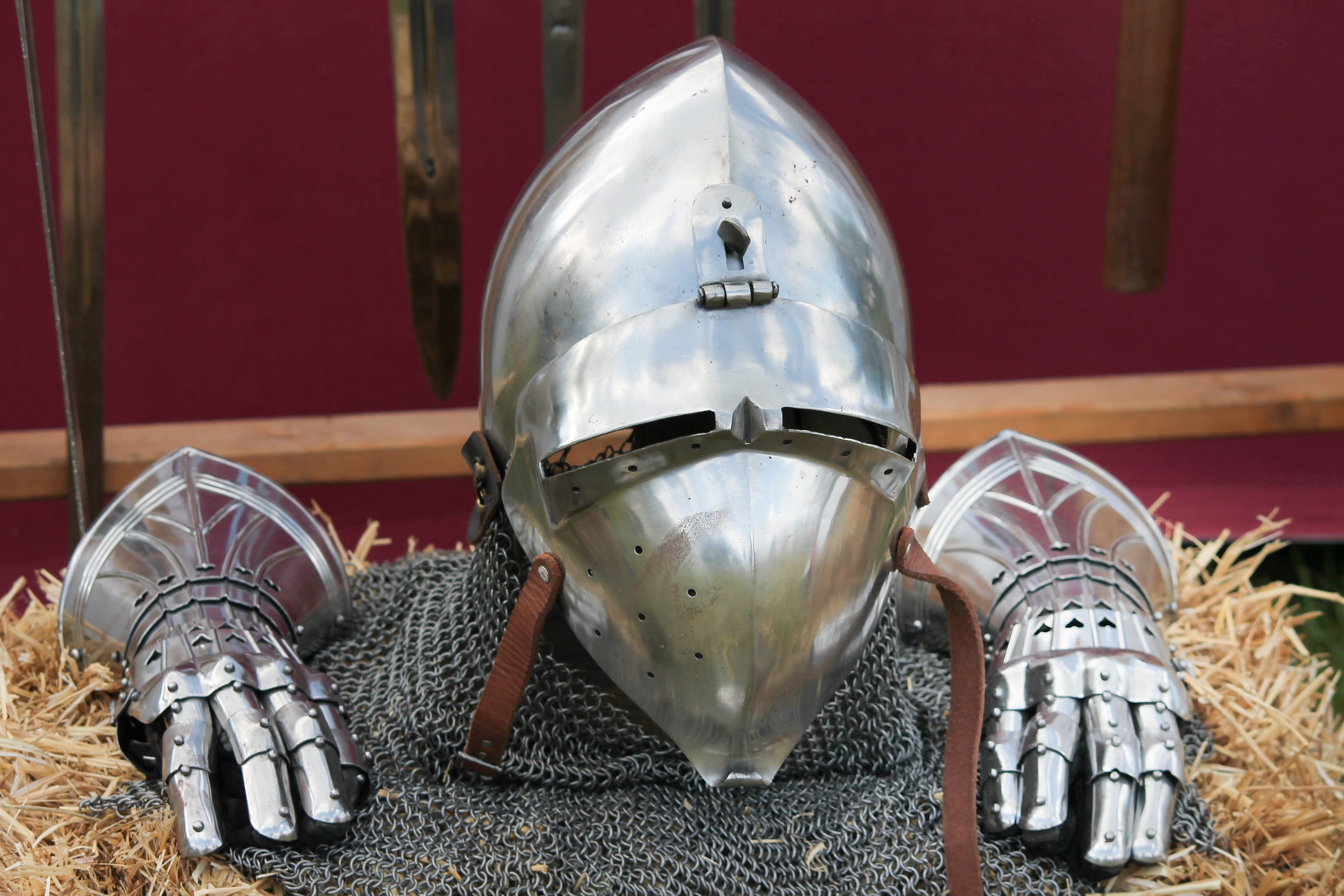 sport, representation, historically, sports equipment, work helmet, day, helm, helmet, middle ages, armor, visor, headwear, safety, tournament helmet, indoors, HD Wallpaper