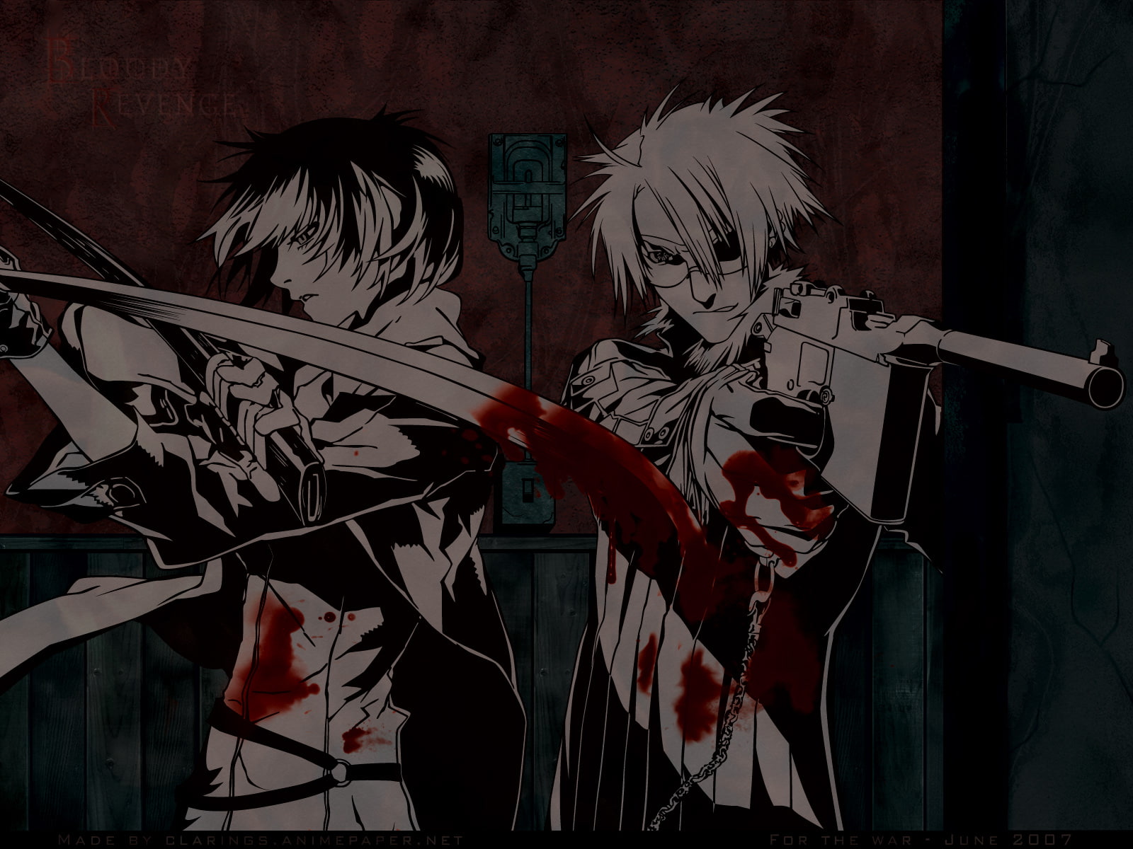 bullets, carnage, dogs, miwa, naoto, gun, katana, weapon, blood, sword, fuyumine, 720P, haine, rammsteiner, shirow, HD Wallpaper