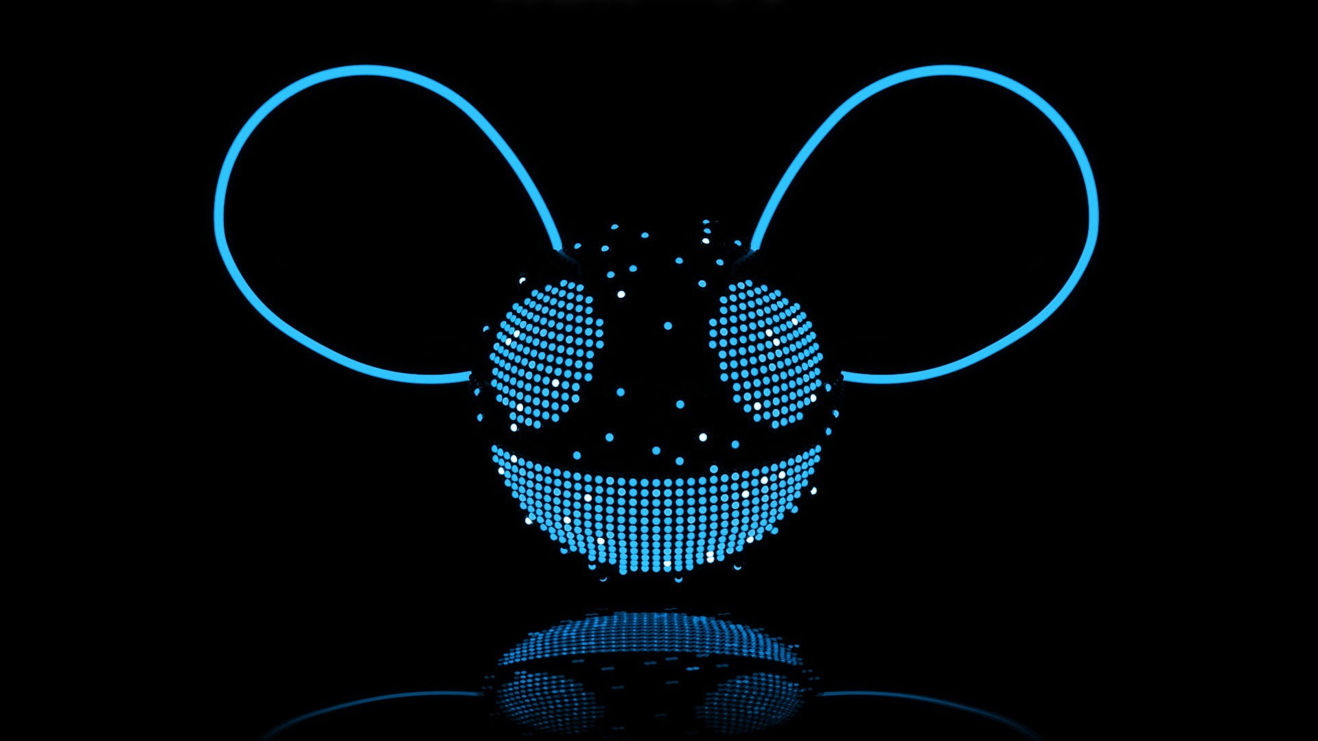 deadmau5, simple, mouse, pattern, glowing, arts culture and entertainment, black, animal, cyan, illuminated, mickey, creativity, lamp, indoors, night, abstract, HD Wallpaper