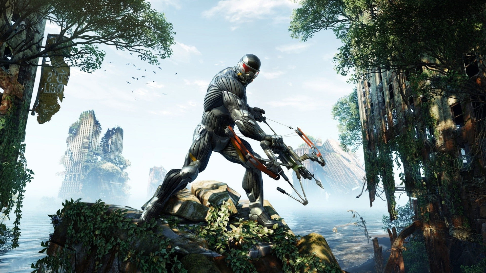 day, adult, full length, effort, nature, helmet, side view, water, working, outdoors, occupation, holding, crysis 3 video games, tree, men, plant, low angle view, HD Wallpaper