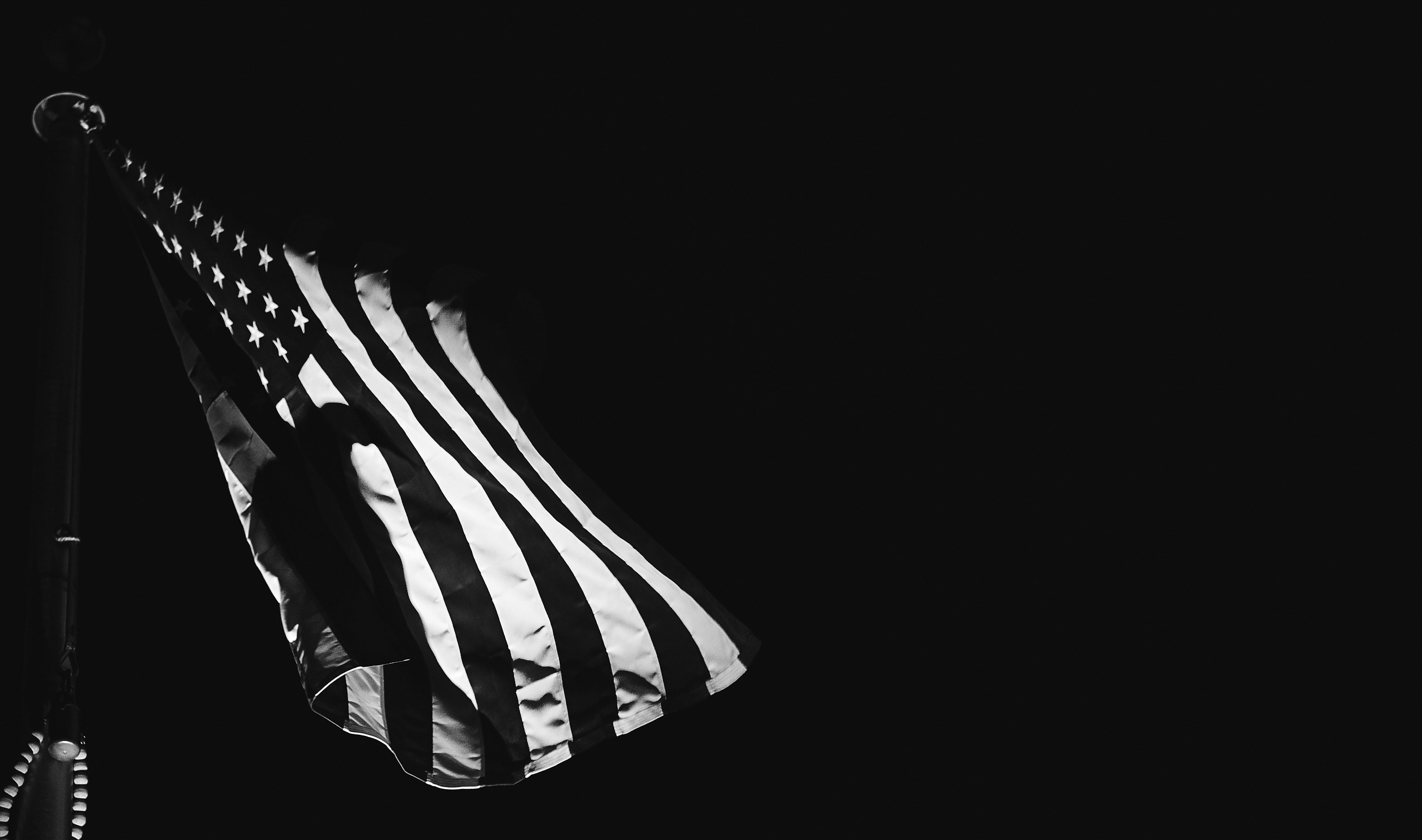 bandw, arts culture and entertainment, obscured face, black and white, patriotism, copy space, string, body part, dark, leisure activity, women, american, HD Wallpaper