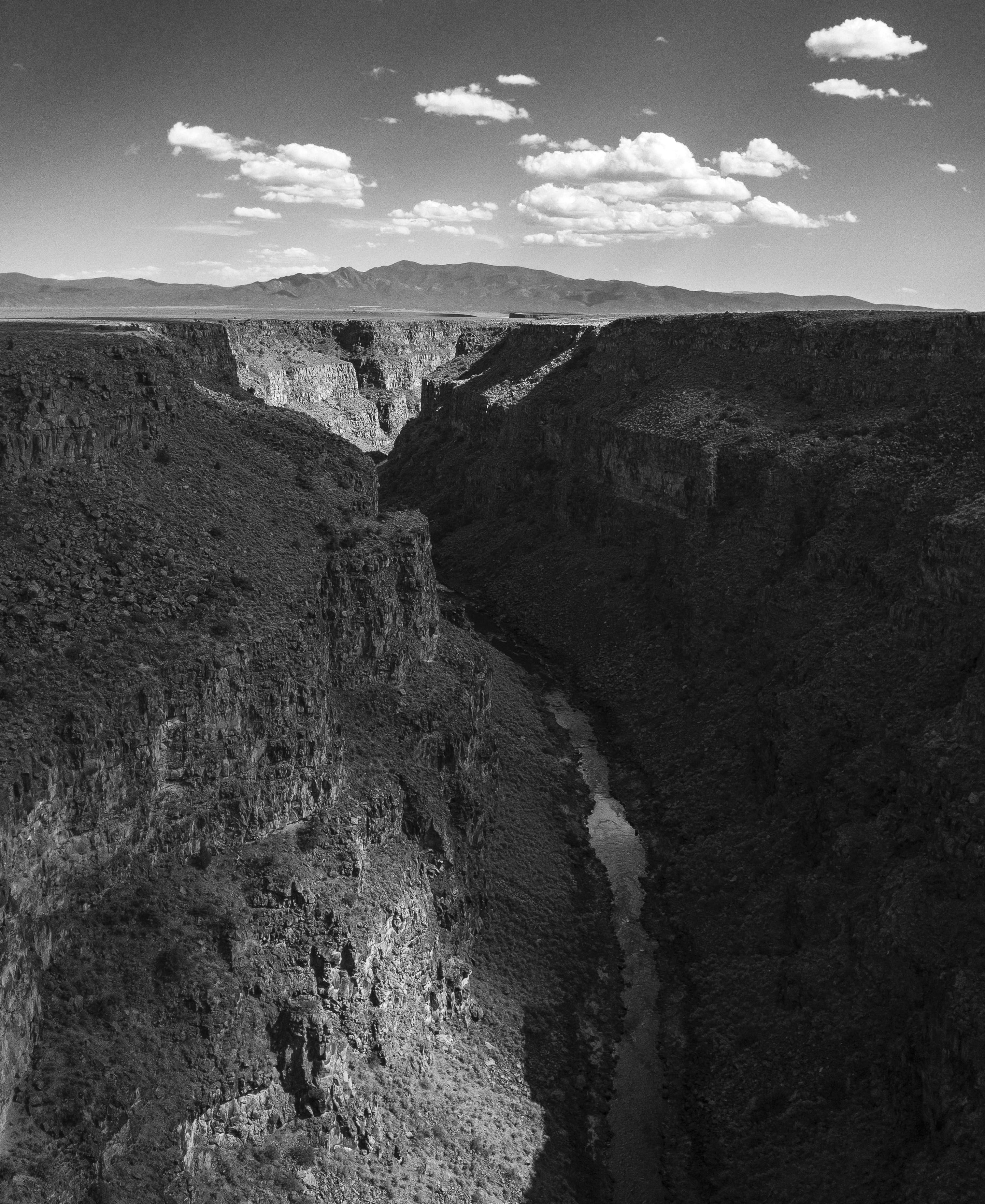 mountain, environment, arid climate, prado, scenics - nature, rio grande gorge bridge, cloud - sky, idyllic, united states, lightroom, el prado, black and white, Phone HD Wallpaper