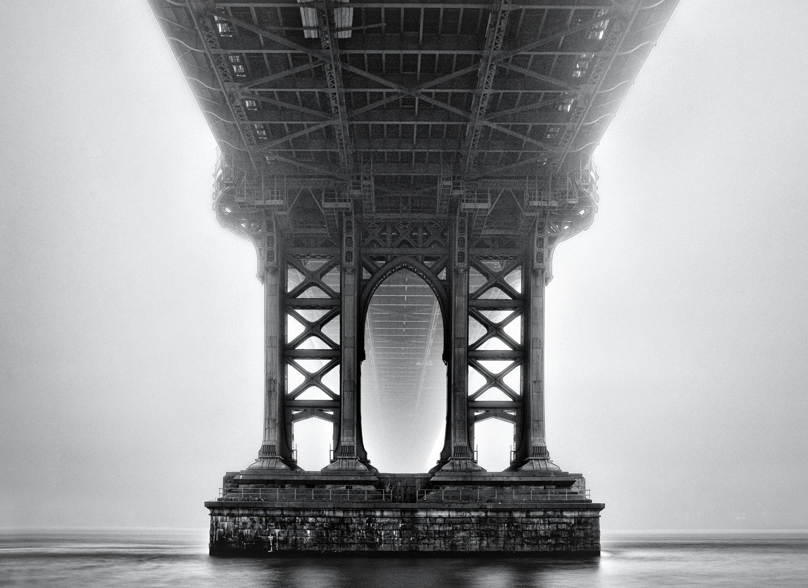 Architecture, Bridge, United States, Seascape, grayscale, Brooklyn, Undies, New York, Commons, Long Exposure, 720P, Travel, Nikon, Fog, Tamron, D750, Cityscape, HD Wallpaper