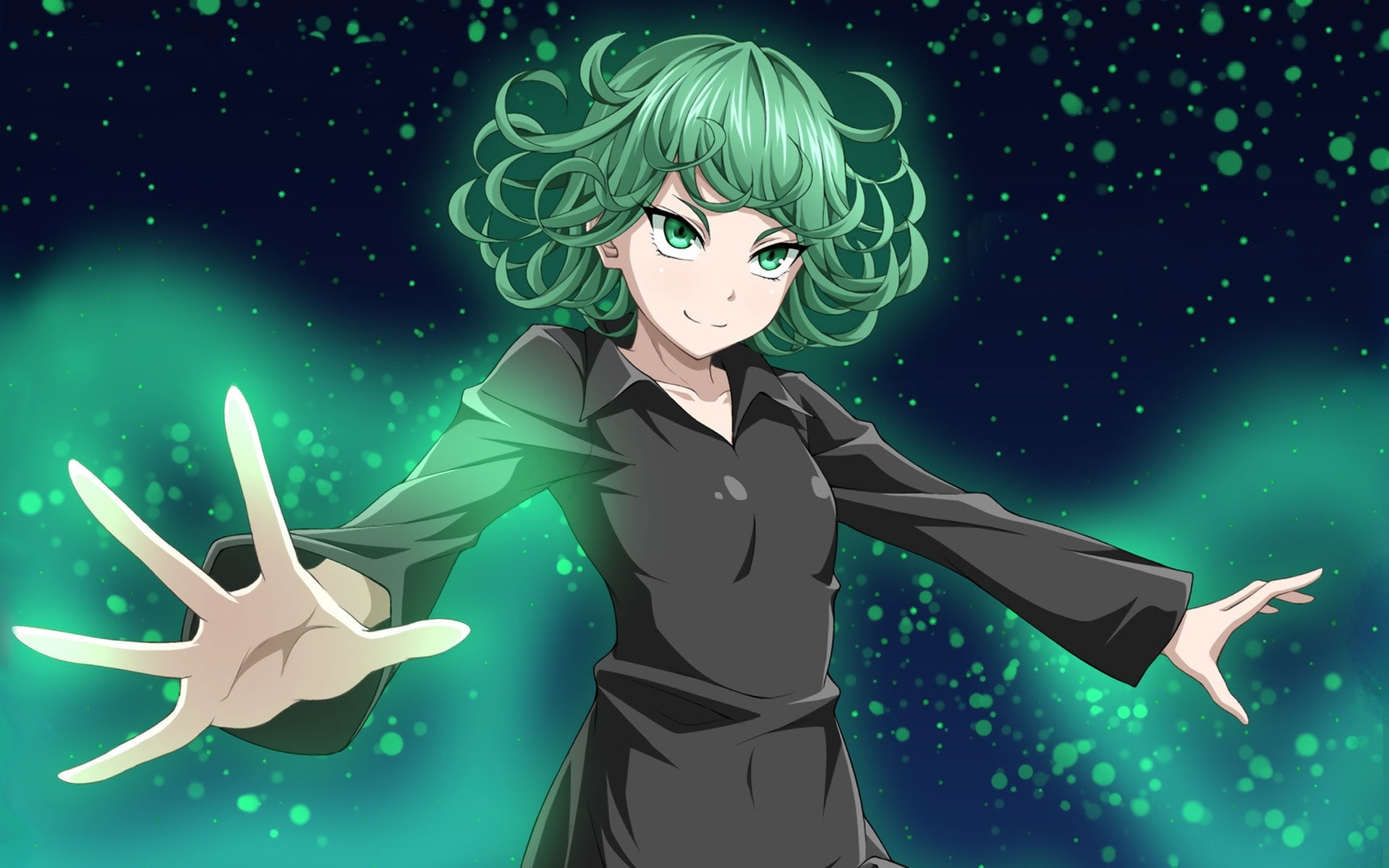 green eyes, 1080P, green hair, Tatsumaki, One-Punch Man, HD Wallpaper