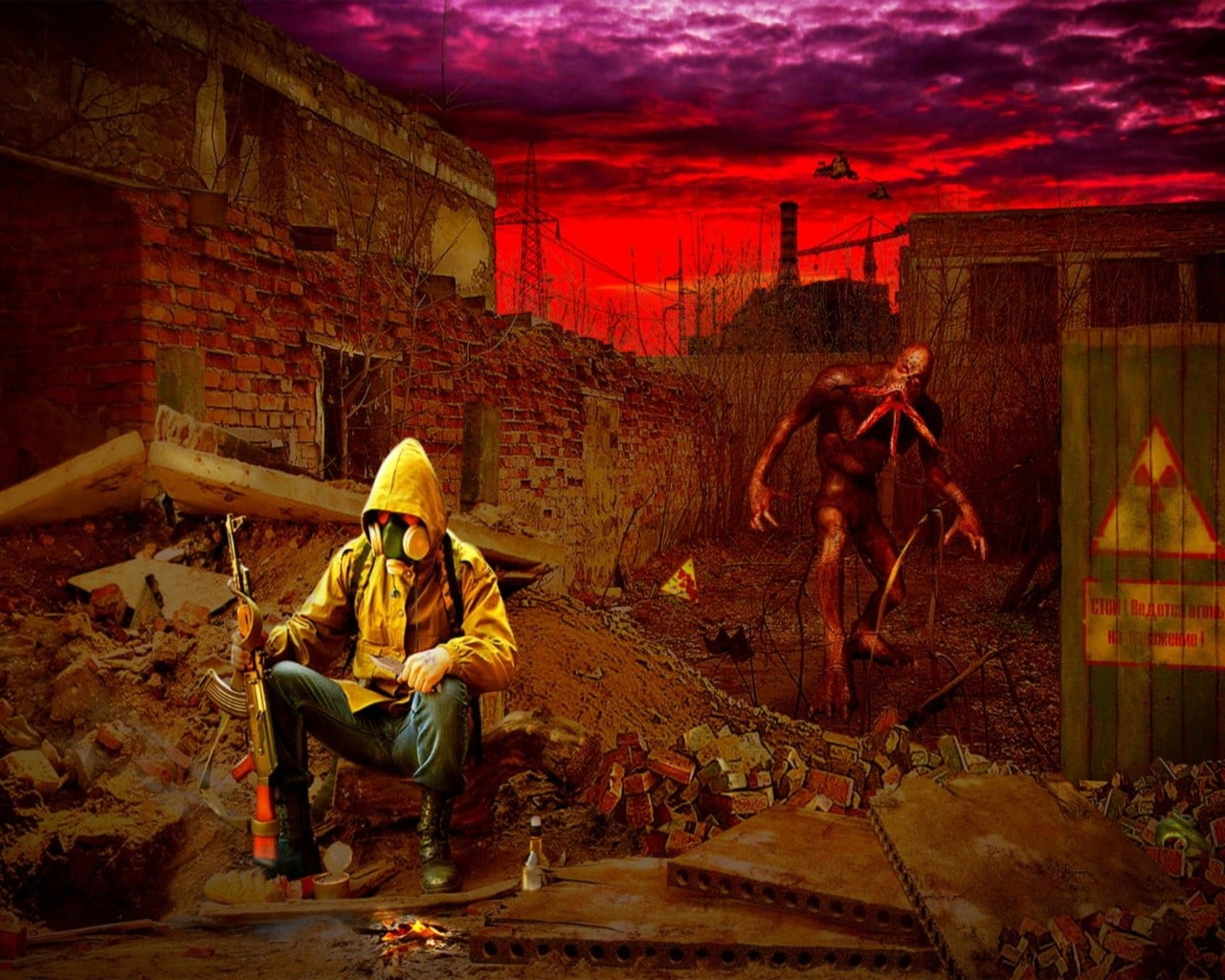 working, one person, stone, adult, clothing, hat, holding, men, ruined, rifle, real people, digital, man, nature, S.T.A.L.K.E.R., building, mid adult men, HD Wallpaper