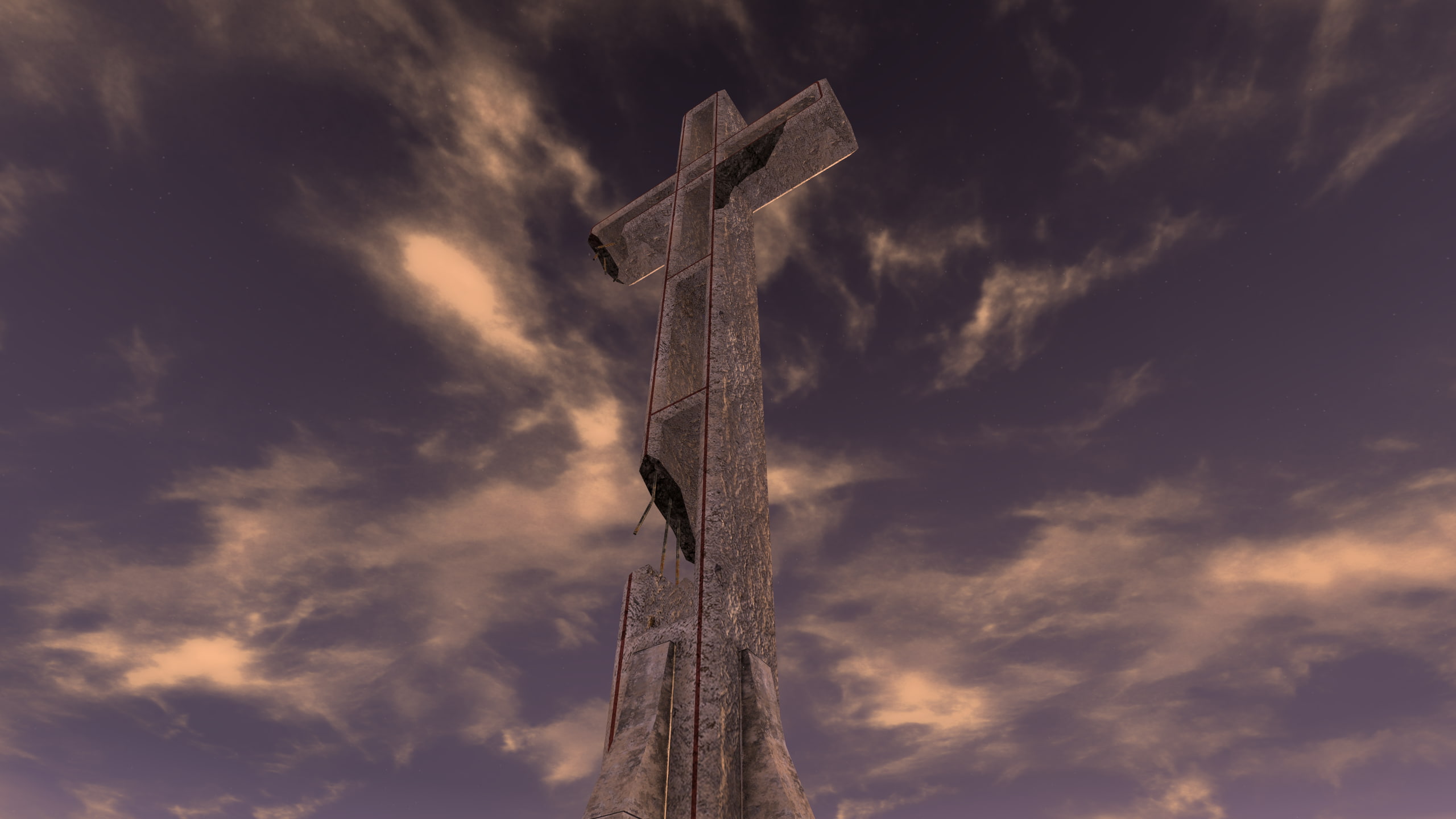 Fallout, built structure, low angle view, religion, architecture, wood - material, video games, no people, tranquility, pole, Fallout: New Vegas, 2K, cross, HD Wallpaper