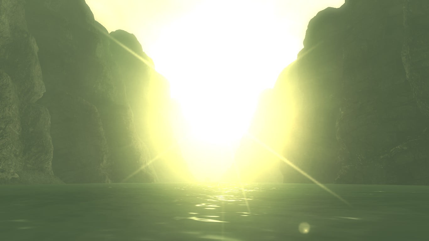 waterfront, sky, Fallout: New Vegas, scenics - nature, water, screen shot, sunbeam, reflection, tranquility, sunlight, bright, plant, tranquil scene, brightly lit, HD Wallpaper