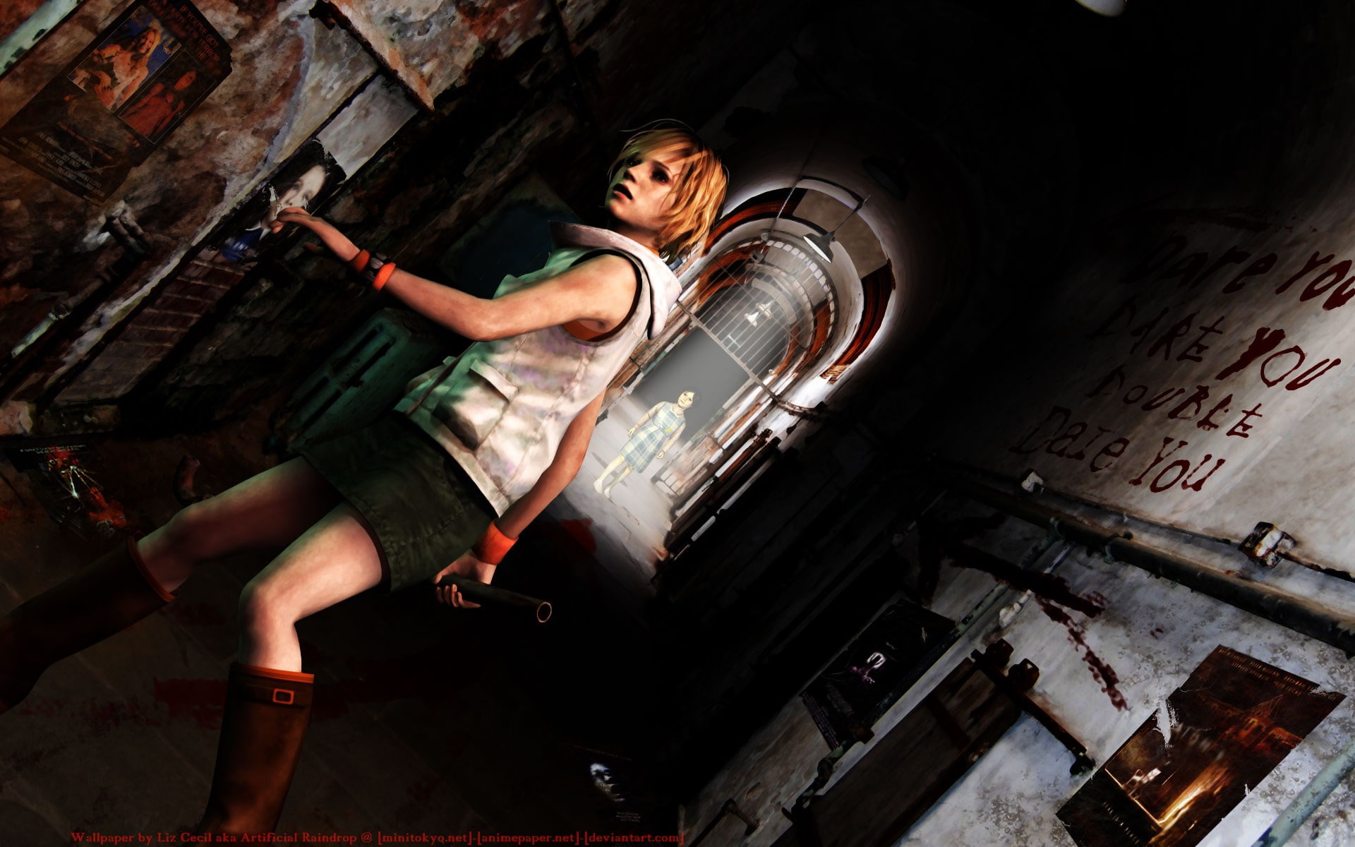 young women, full length, 1080P, adult, dark, dirt, low angle view, lifestyles, women, silent hill, indoors, one person, ruined, abandoned, architecture, HD Wallpaper