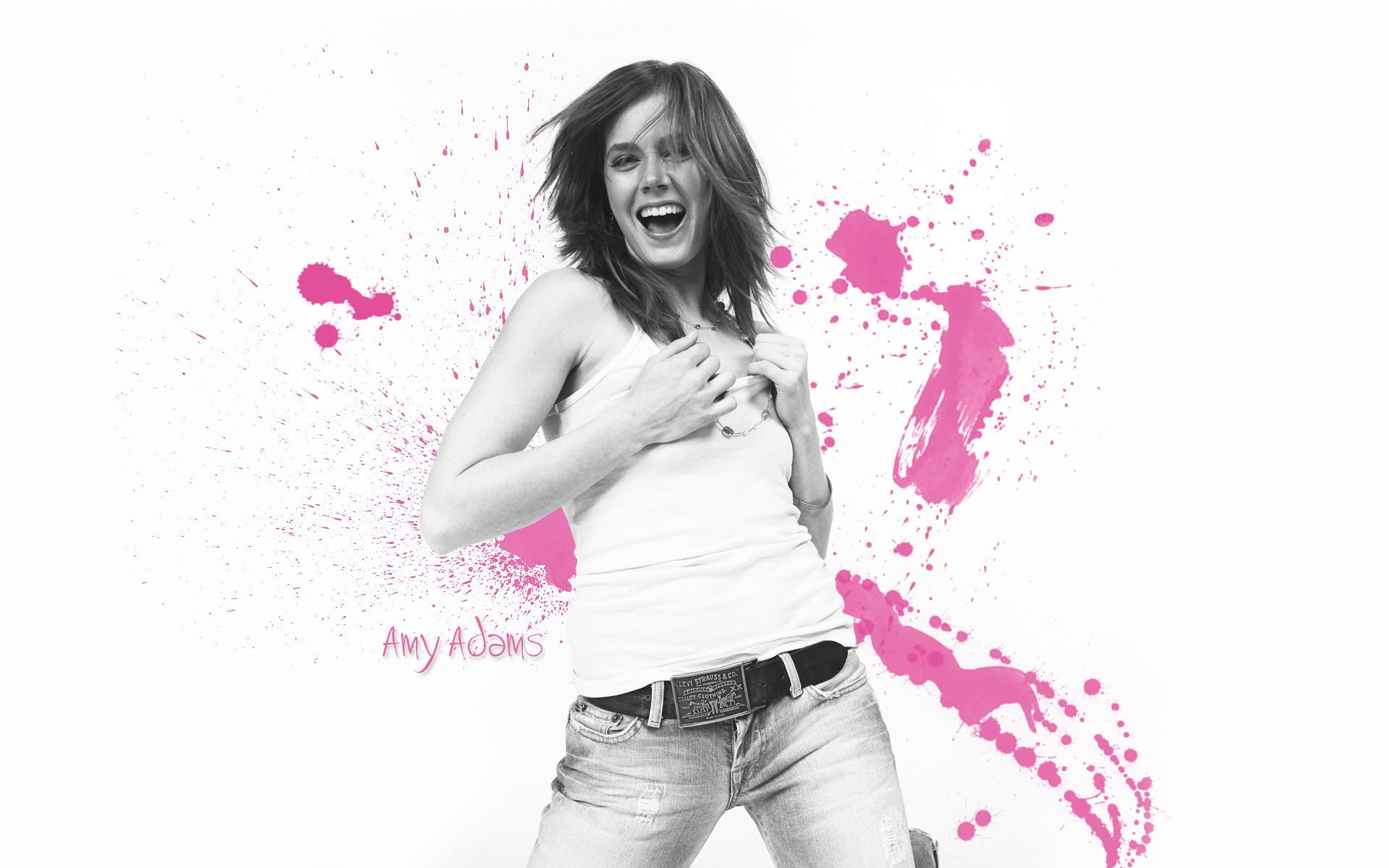indoors, emotion, women, looking at camera, three quarter length, long hair, paint splatter, fun, front view, young women, open mouth, 1080P, young adult, HD Wallpaper