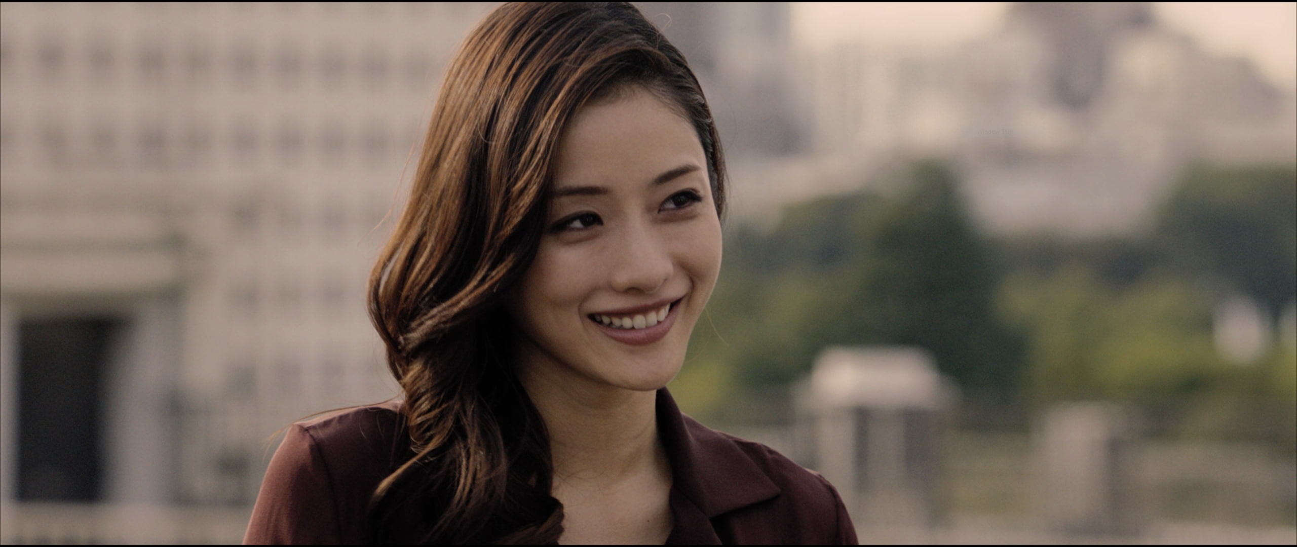happiness, brown hair, human face, hair, emotion, headshot, architecture, beautiful woman, beauty, Satomi Ishihara, women outdoors, one person, focus on foreground, HD Wallpaper