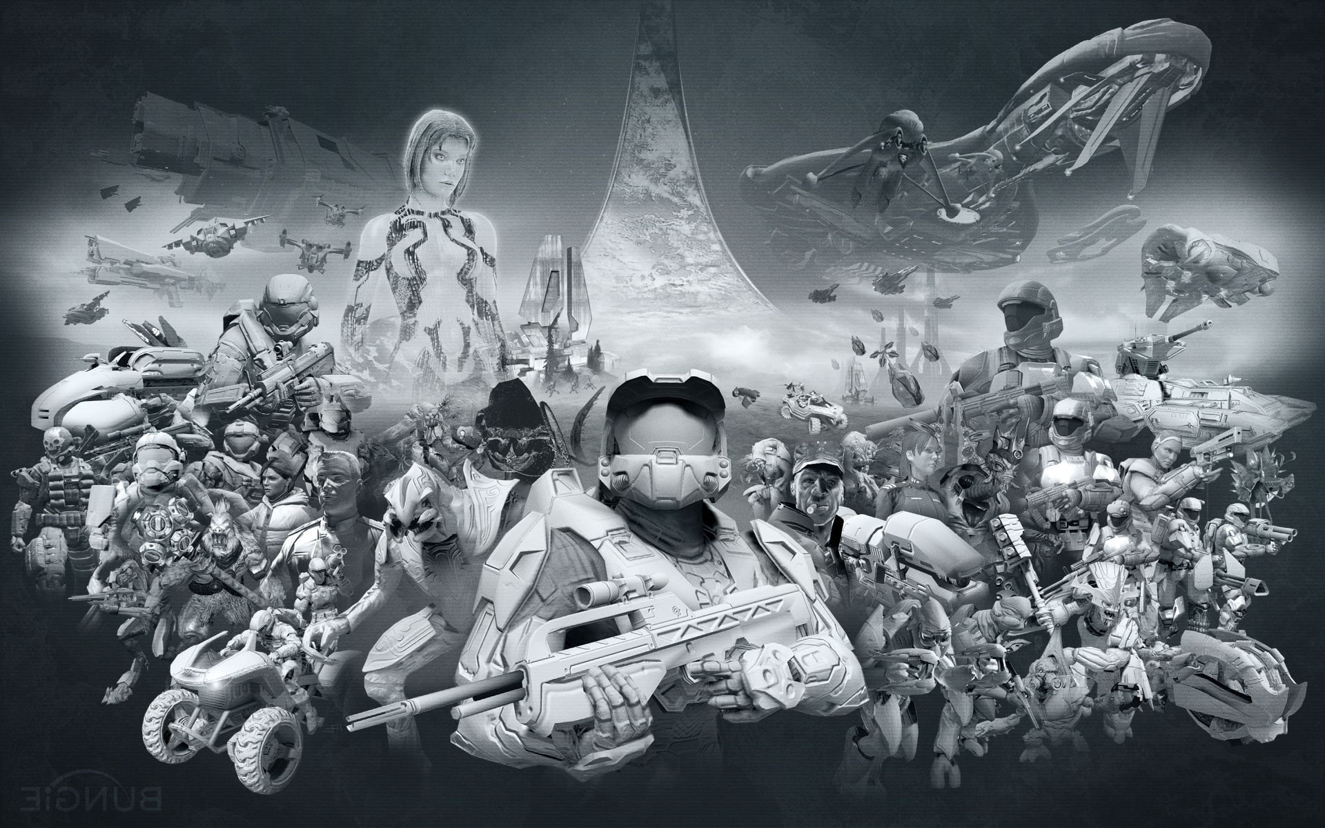 1080P, adult, crowd, men, human representation, digital composite, celebration, group of people, arts culture and entertainment, architecture, fear, halo master chief cortana bungie video games artwork halo 2 covenant, HD Wallpaper