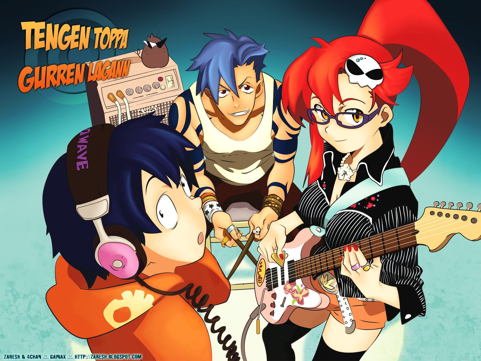 Simon, celebration, performance, Littner Yoko, musical instrument, Tengen Toppa Gurren Lagann, guitar, artist, outdoors, music, human representation, representation, HD Wallpaper