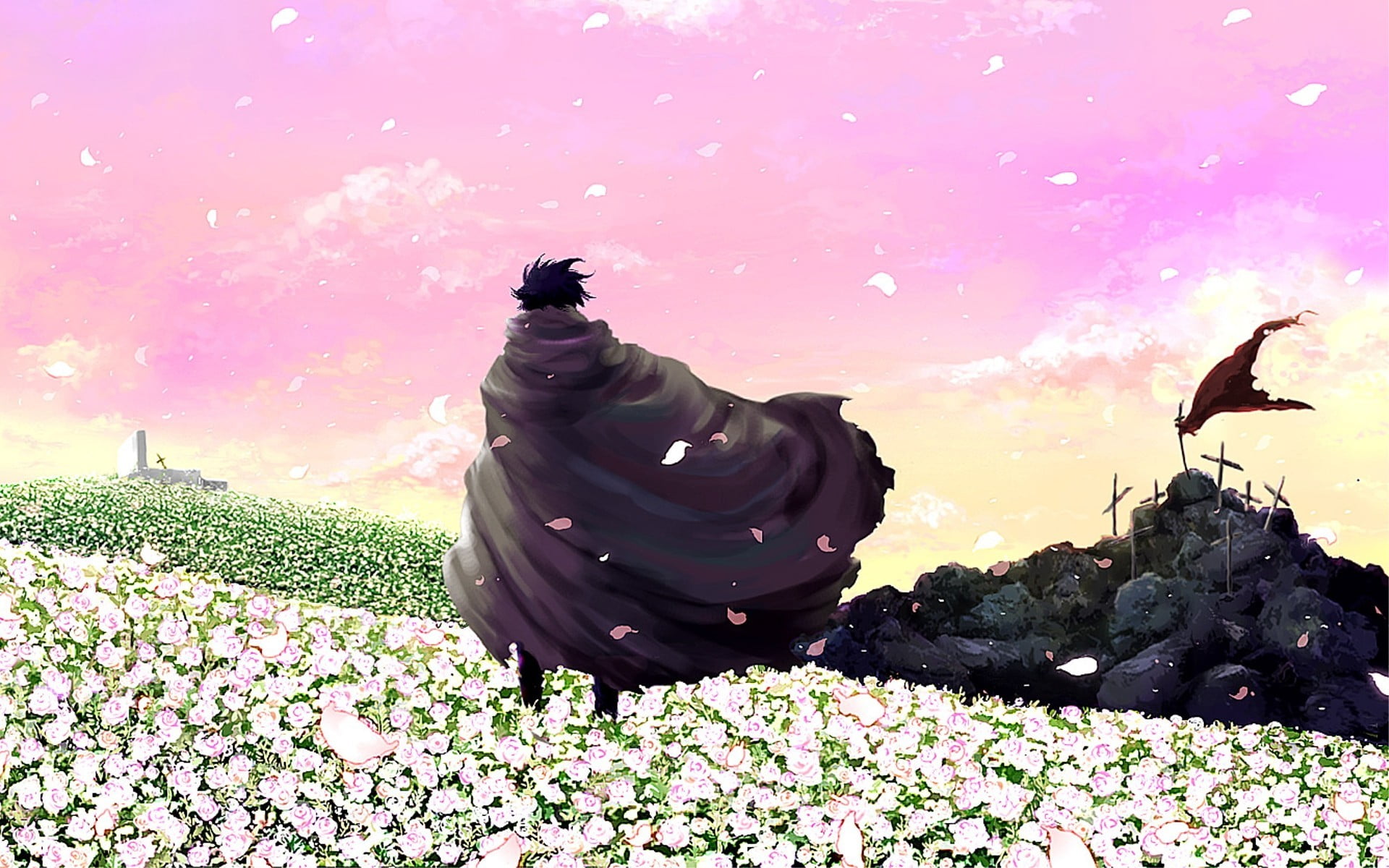 growth, 1080P, animal themes, outdoors, pink color, representation, nature, plant, flower, anime, flowering plant, close-up, day, Tengen Toppa Gurren Lagann, HD Wallpaper