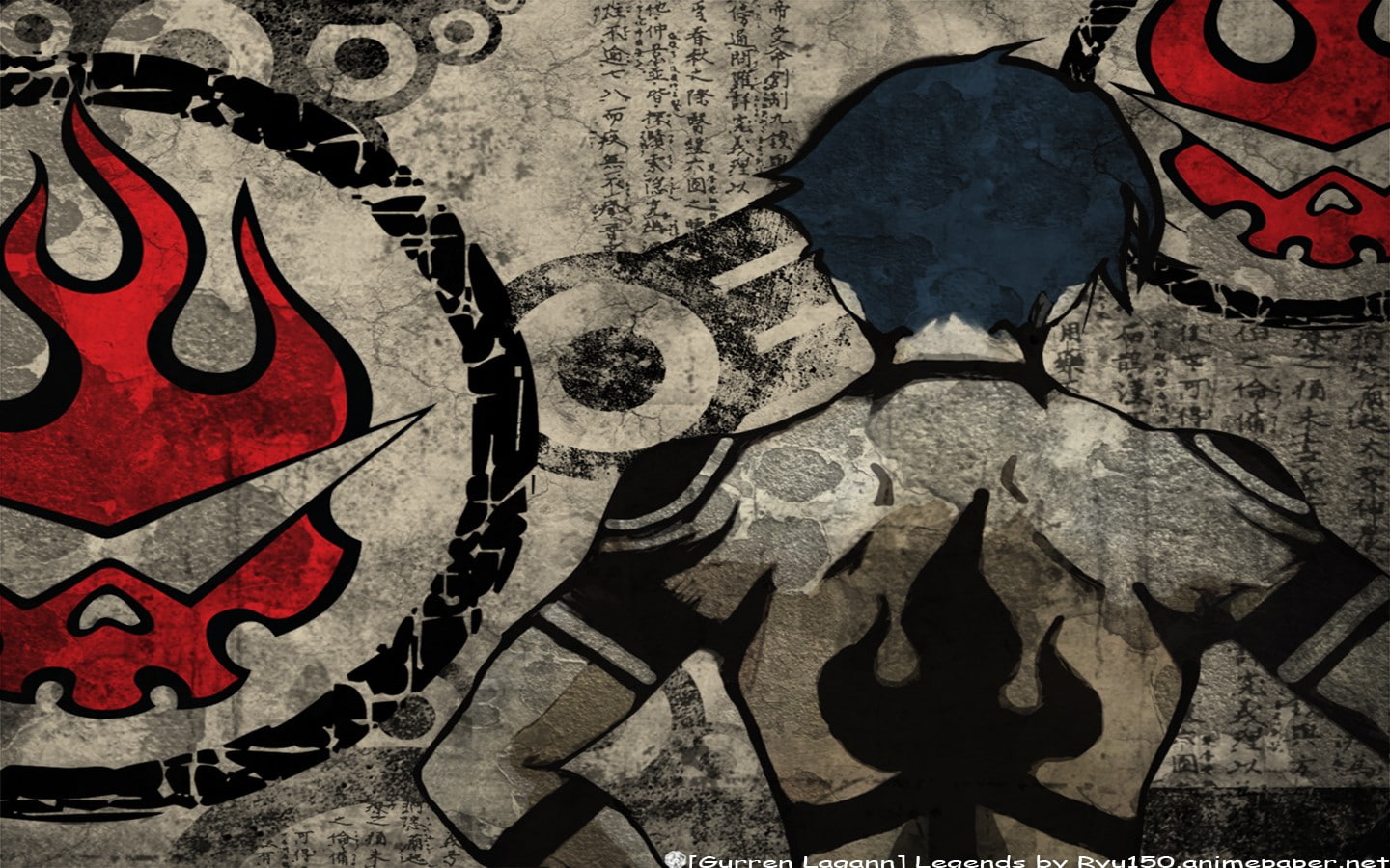 indoors, creativity, architecture, red, Tengen Toppa Gurren Lagann, 720P, close-up, wall - building feature, wall, art and craft, human representation, HD Wallpaper