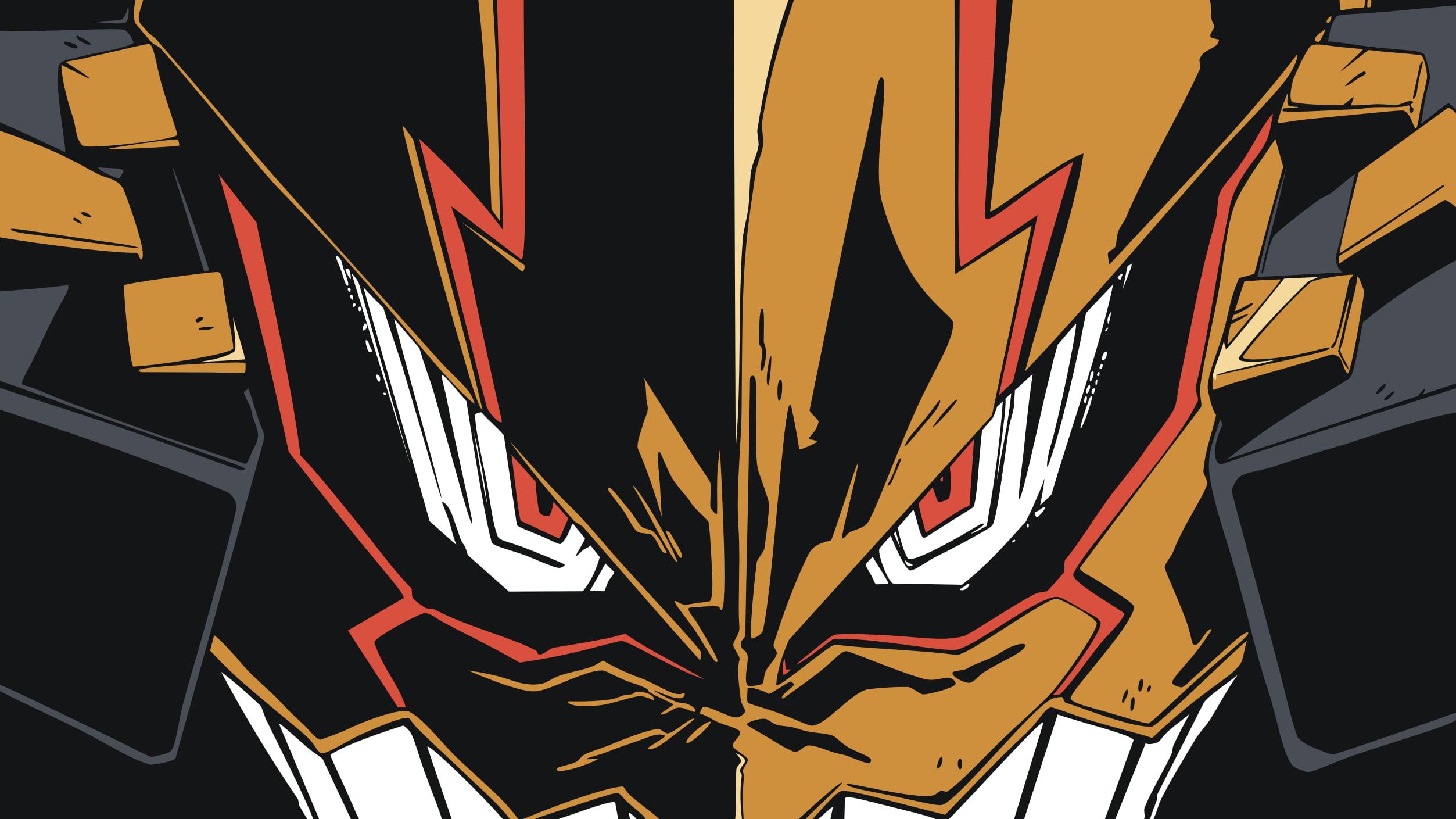 Tengen Toppa Gurren Lagann, design, full frame, pattern, indoors, 1080P, shape, illuminated, yellow, wall - building feature, multi colored, night, art and craft, HD Wallpaper