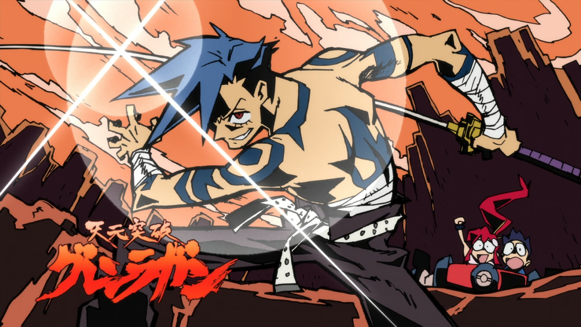 wall - building feature, sunlight, built structure, indoors, no people, creativity, day, pattern, Tengen Toppa Gurren Lagann, multi colored, representation, HD Wallpaper