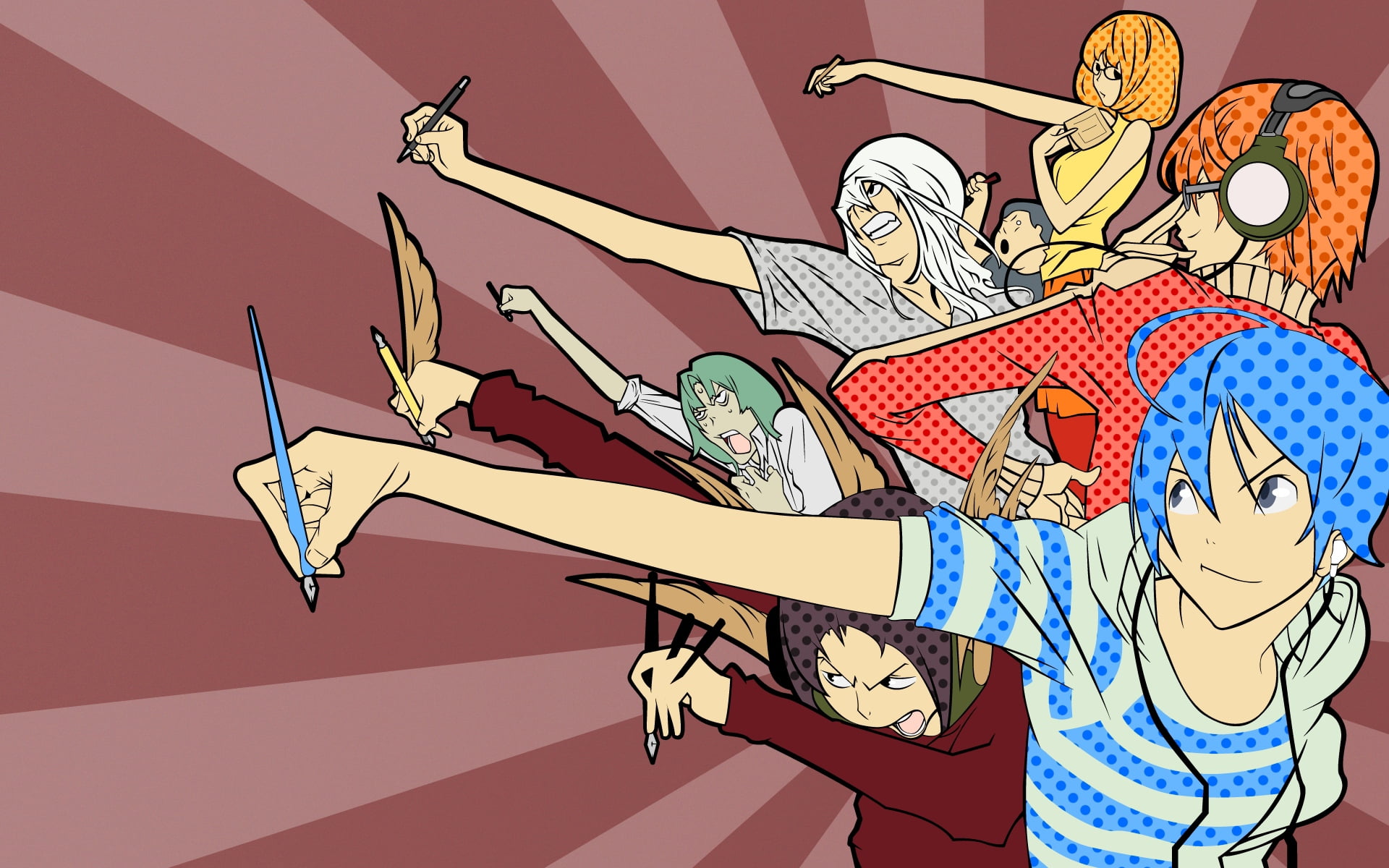akito takagi, obata takeshi, people, 1080P, day, graffiti, vector, men, women, creativity, aoki yuriko, art and craft, arts culture and entertainment, HD Wallpaper