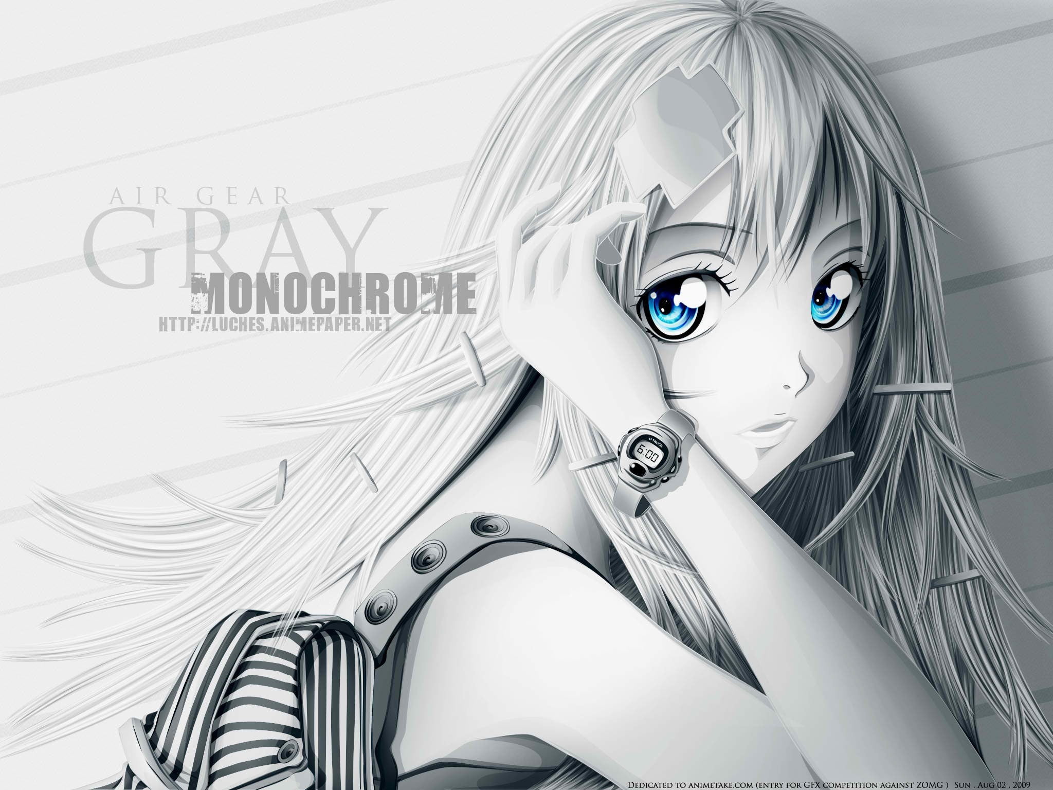 striped, indoors, shirt, close-up, one person, young adult, white, Air Gear, fashion, black, human representation, art and craft, Sumeragi Kururu, creativity, HD Wallpaper