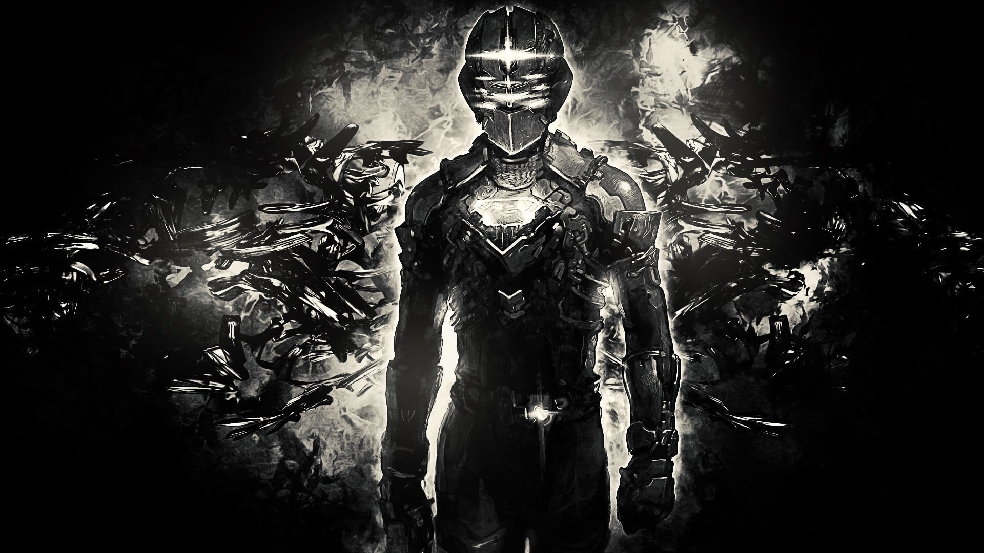 standing, spooky, artwork, disguise, indoors, front view, digital composite, skeleton, mystery, portrait, Dead Space 2, Dead Space, fear, human skeleton, HD Wallpaper
