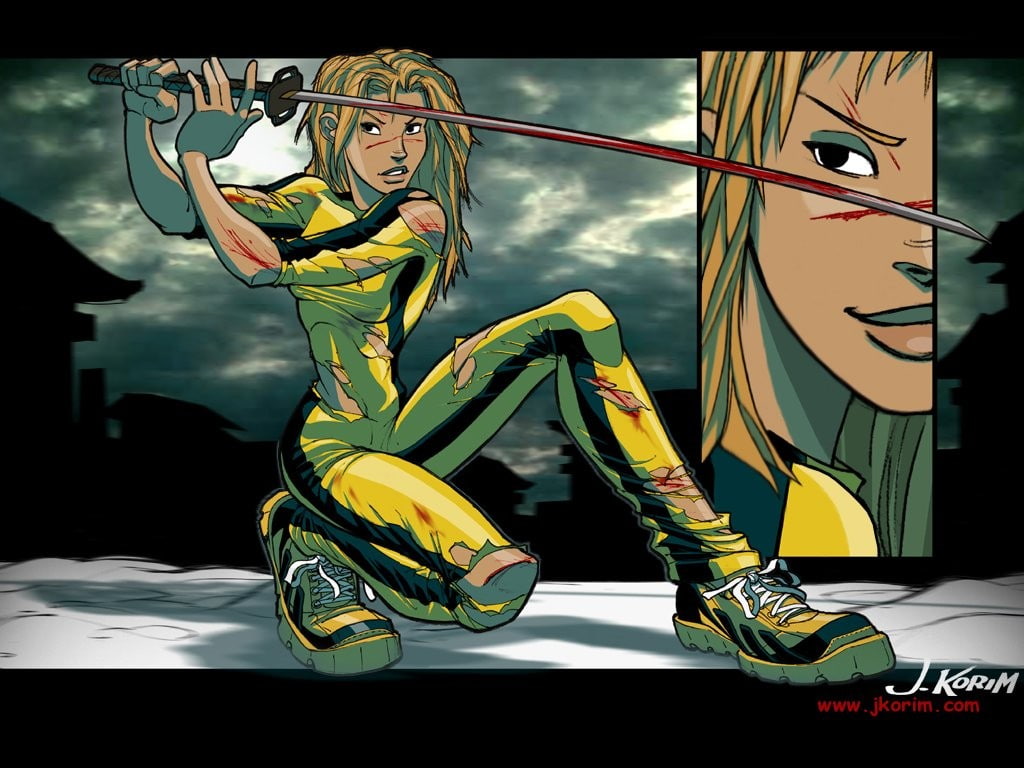 480P, anime girls, Kill Bill, HD Wallpaper