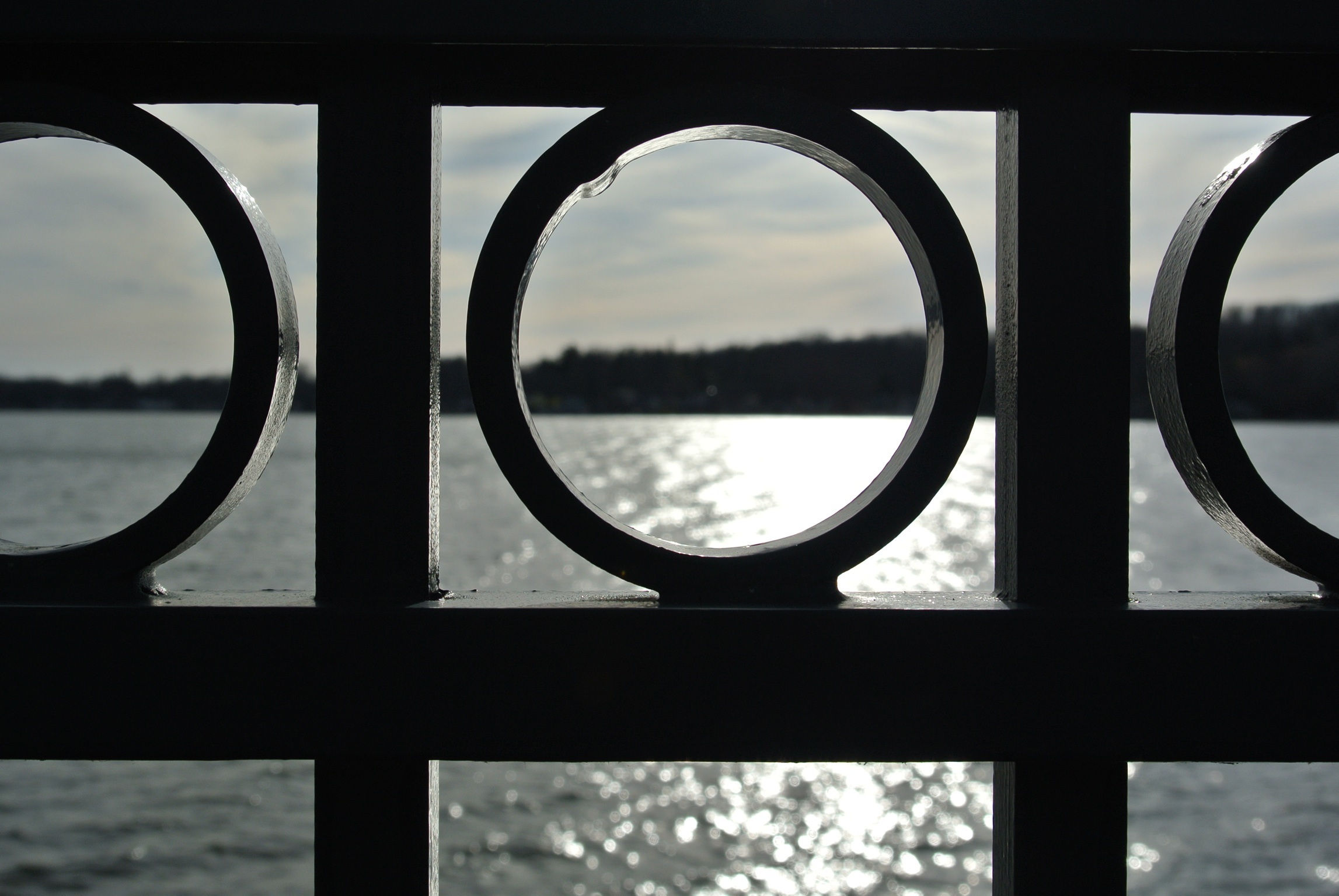 sea, emerson park, sky, close-up, wrought iron, circle, window, water, no people, shape, owasco lake, protection, safety, cayuga county, day, cloud - sky, HD Wallpaper
