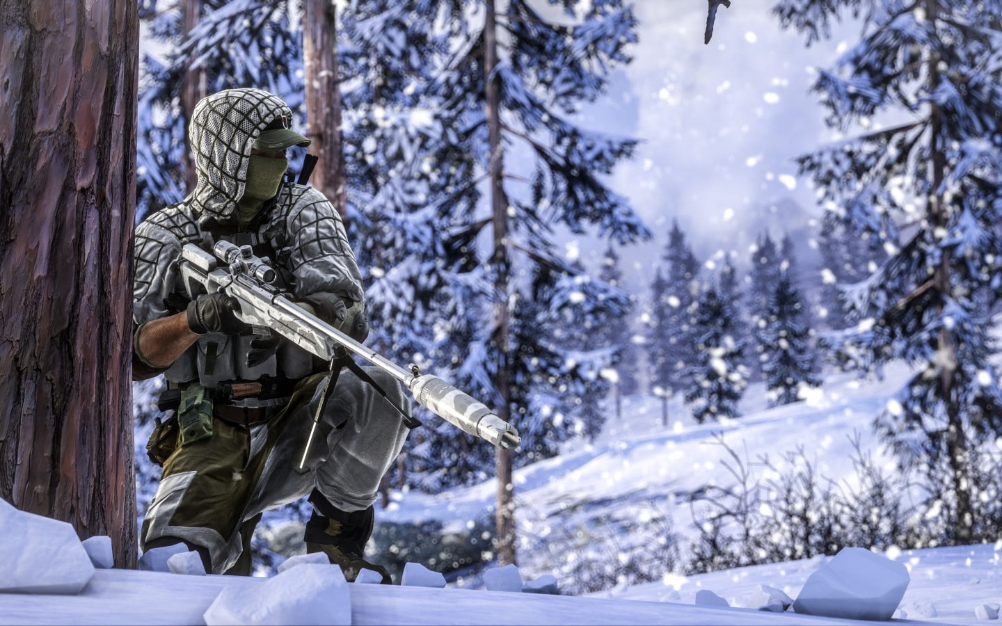 battlefield, soldier, art, px, Winter, hd, 720P, short, Trees, snipers, Battlefield 4, 1440x900 px, people, hair, x, HD Wallpaper