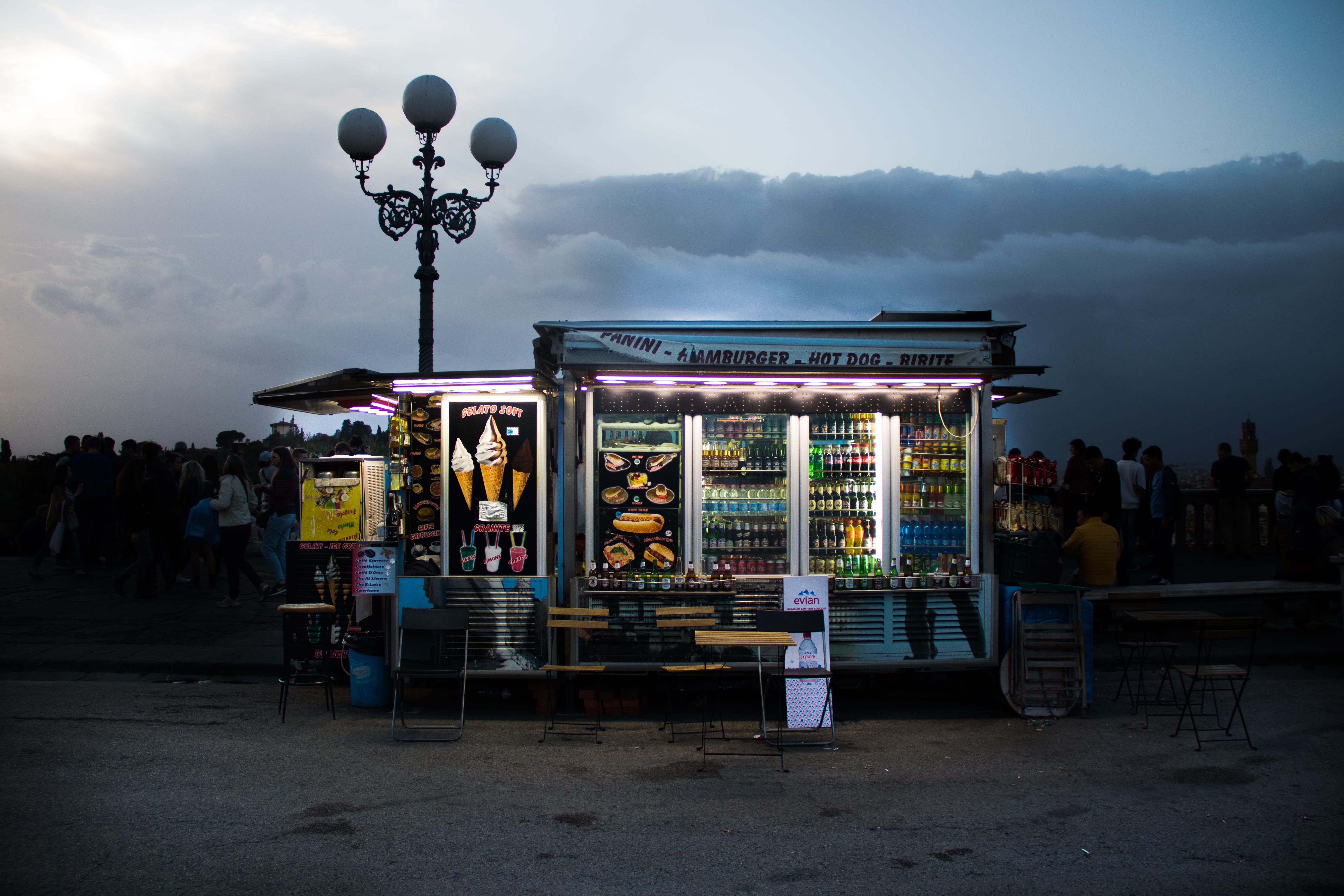 colorful, lighting equipment, shop, evening, urban, street light, italy, land, sky, convenience store, store, portrait, illuminated, urbex, drinks, sunset, HD Wallpaper