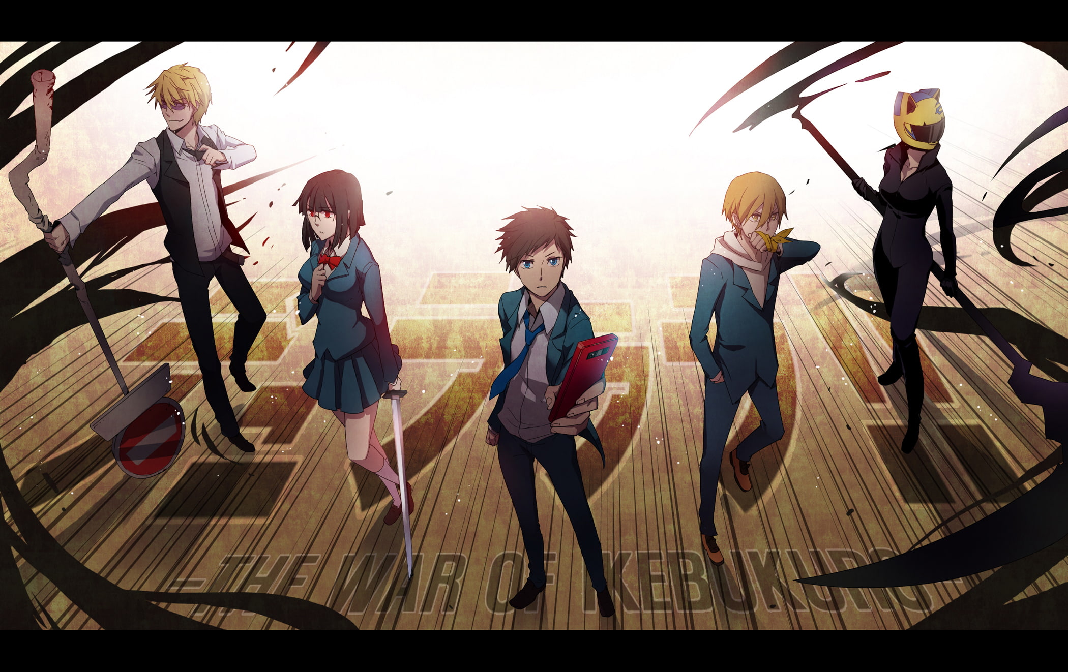 Masaomi Kida, Mikado Ryūgamine, Anri Sonohara, 1080P, Celty Sturluson, Durarara!!, Shizuo Heiwajima, Anime, HD Wallpaper