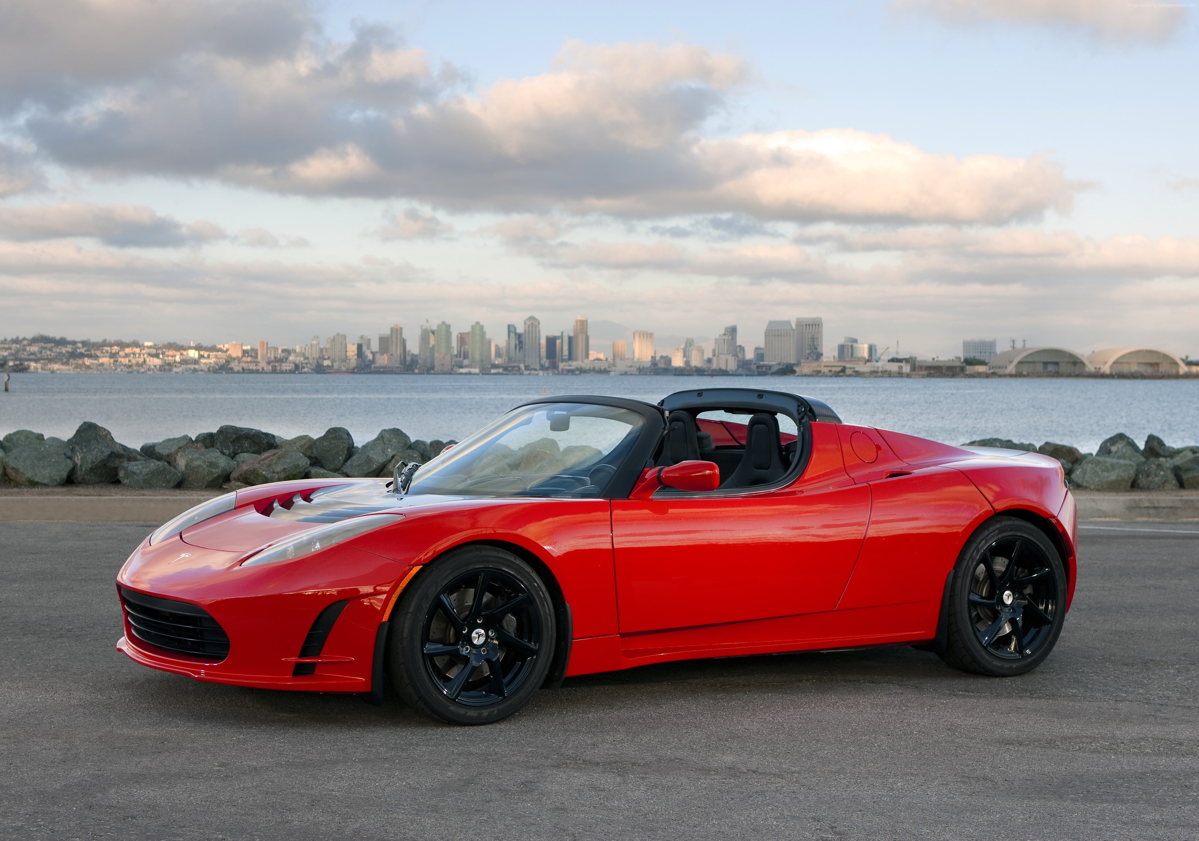 4K, Quickest Electric Cars, electric cars, Tesla Roadster Sport, red, sport cars, HD Wallpaper