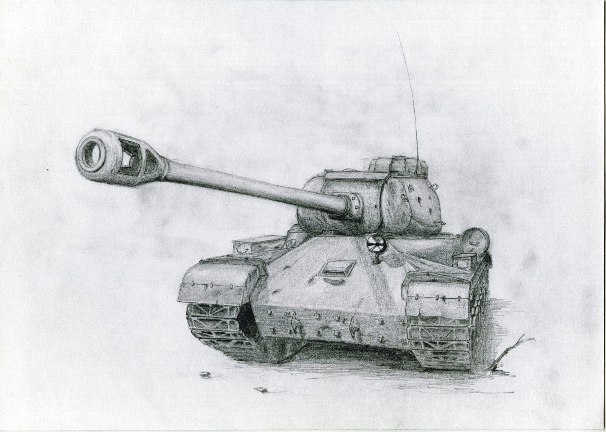 sketch, antique, old-fashioned, damaged, gun, tank, conflict, military, Soviet tank, wall - building feature, machinery, weapon, indoors, studio shot, history, HD Wallpaper