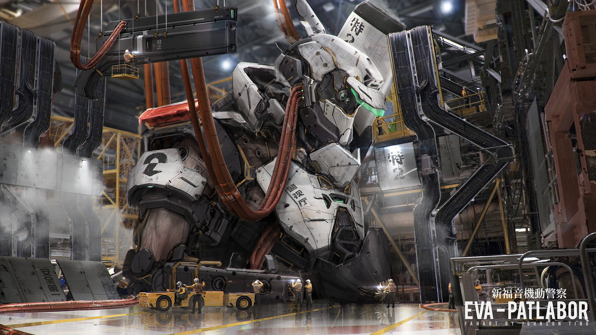 1080P, artwork, digital art, robot, science fiction, futuristic, Johnson Ting, HD Wallpaper