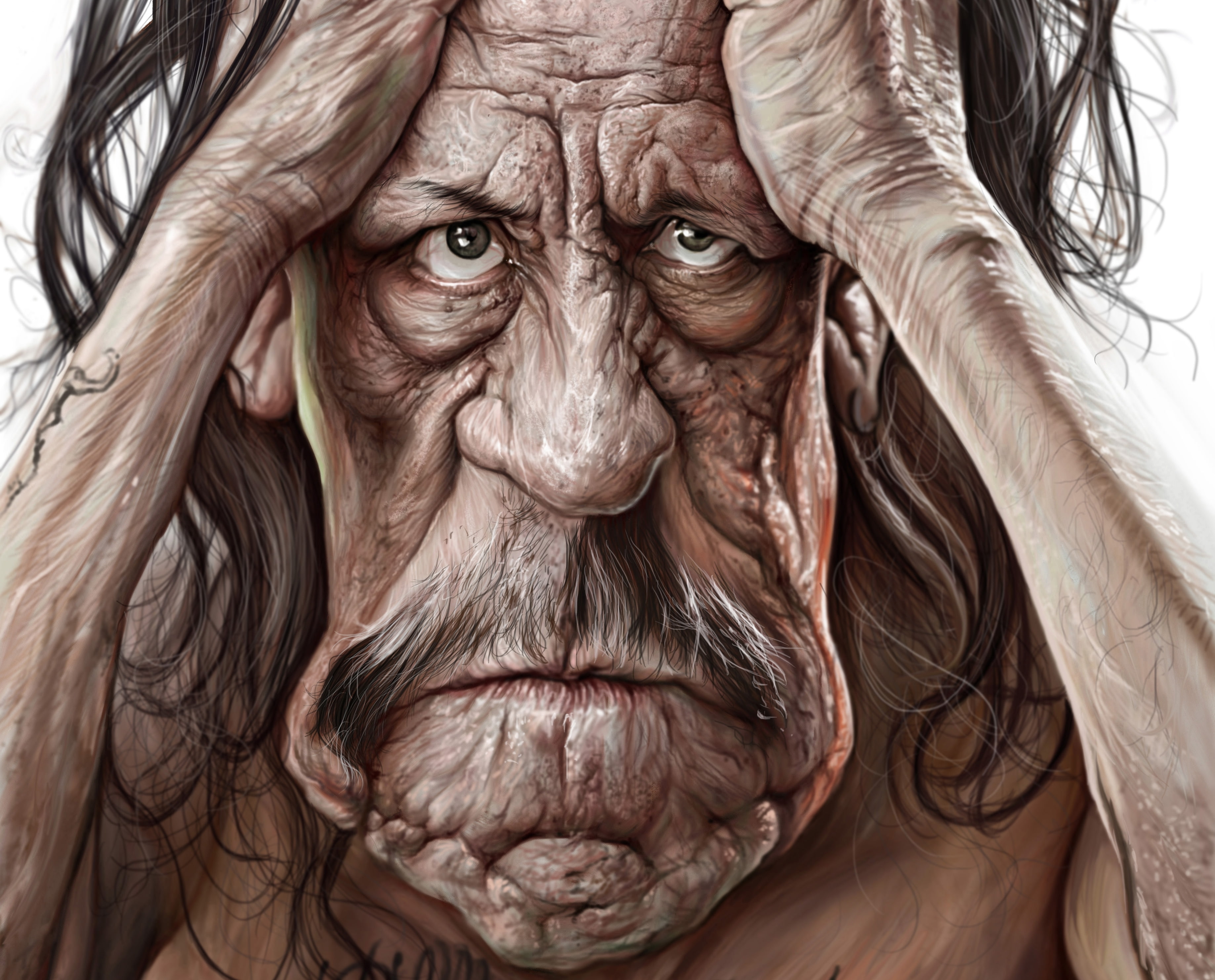 Danny Trejo, wrinkles, face, 2K, eyes, HD Wallpaper