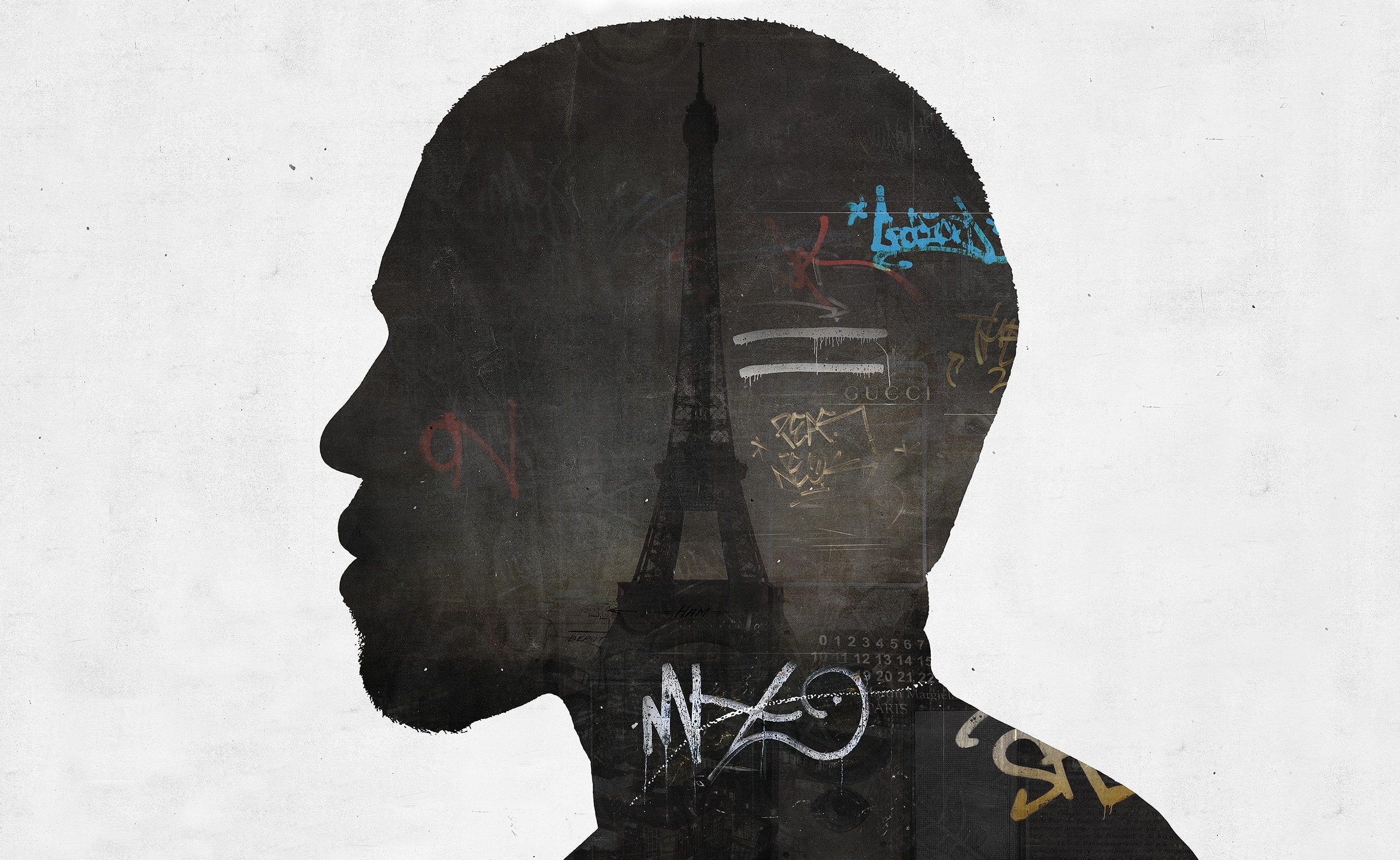 niggas, Paris, Digital, architecture, obscured face, rear view, young adult, white background, Kenny West, Artistic, one person, text, body part, communication, HD Wallpaper