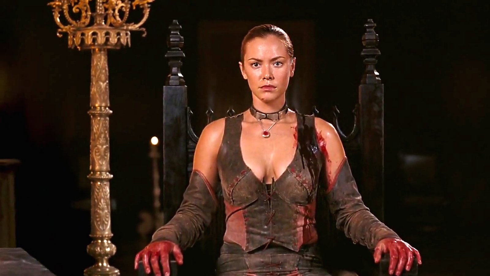 blood, leather, serious, beautiful woman, vampire, confidence, superhero, clothing, lifestyles, arts culture and entertainment, waist up, nightlife, 720P, HD Wallpaper