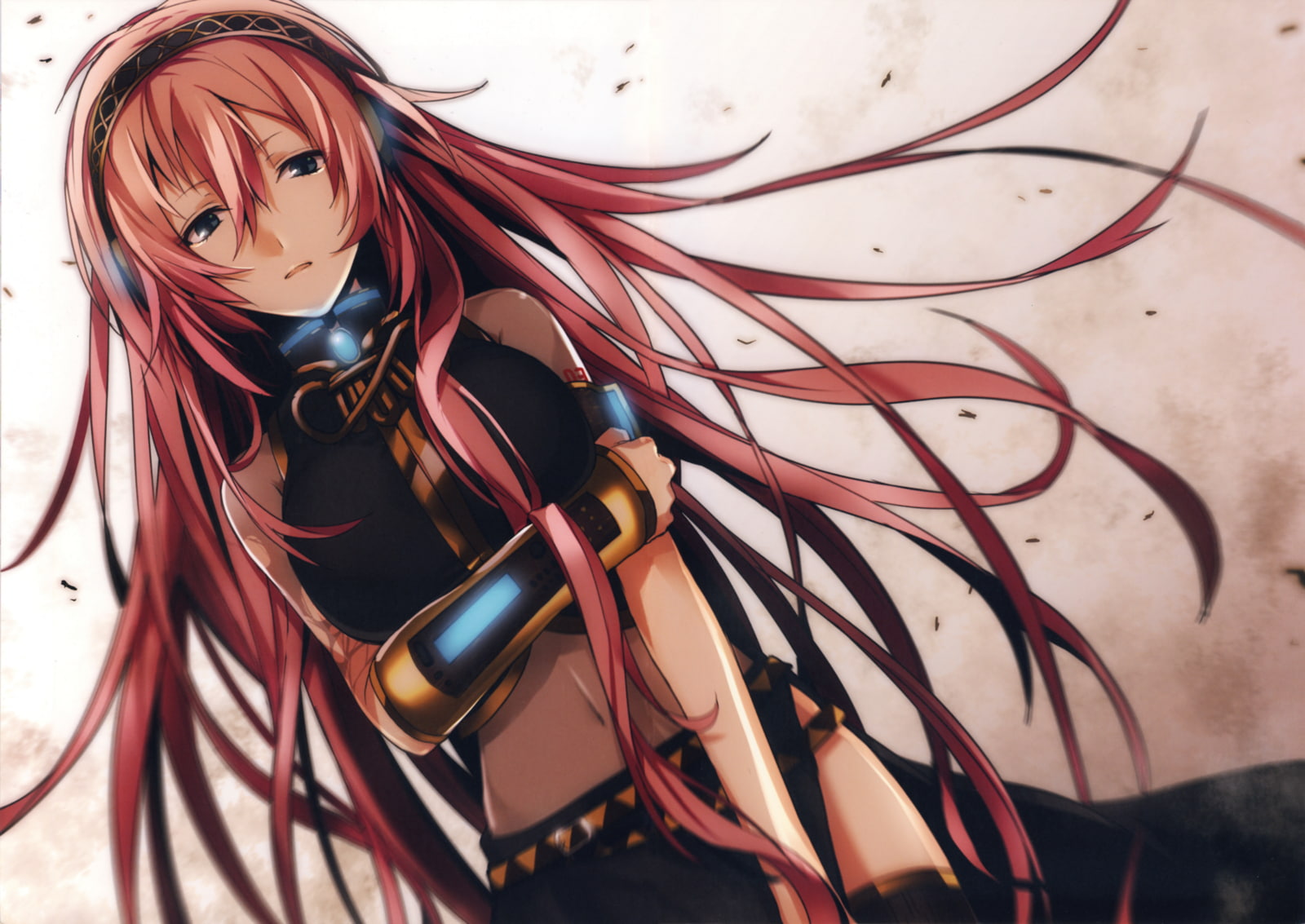 anime, anime girls, long hair, 720P, headphones, Vocaloid, Megurine Luka, skirt, HD Wallpaper