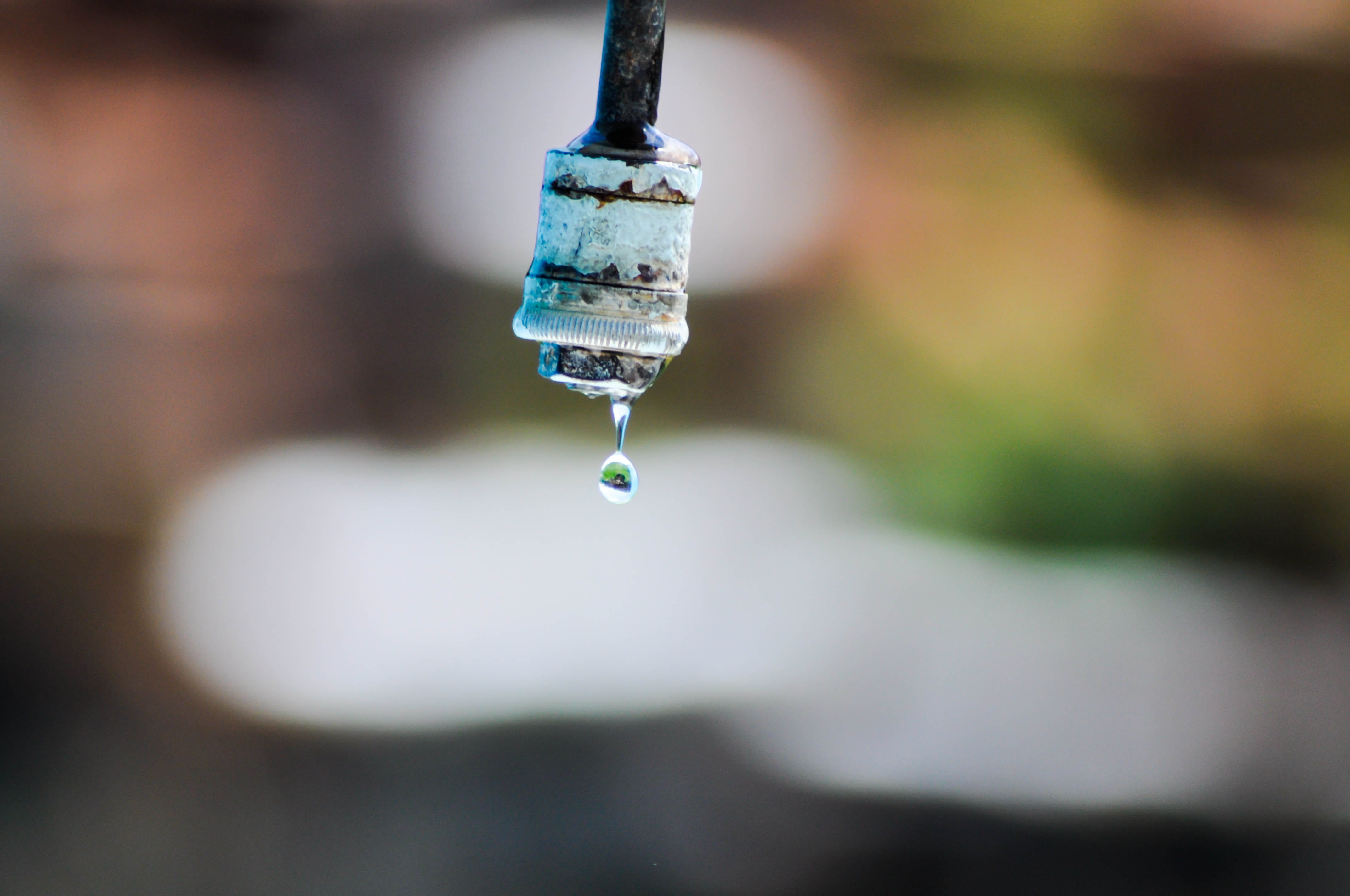 outdoors, dew, no people, reflection, pipe - tube, focus on foreground, faucet, macro, outdoor, shortage, motion, wet, drop, 4K, close-up, blue, selective focus, HD Wallpaper