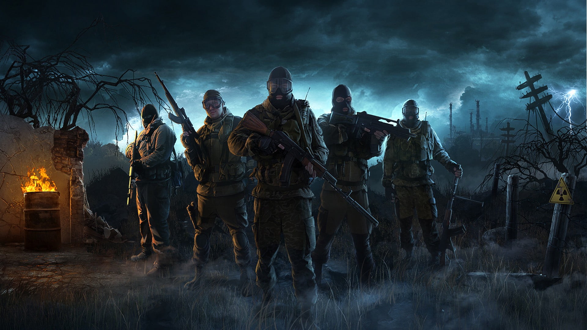 color, warning sign, young adult, men, S.T.A.L.K.E.R., group of people, communication, people, architecture, adult, smoke - physical structure, war, 1080P, HD Wallpaper
