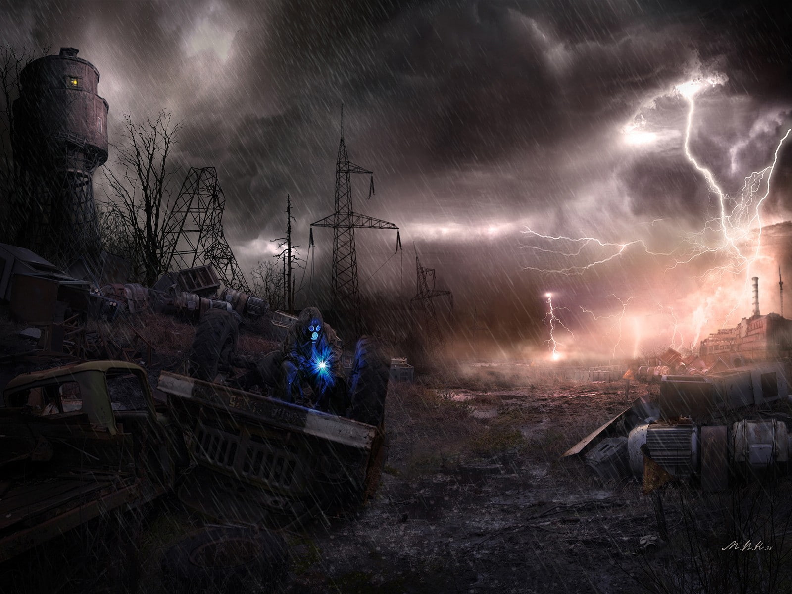 architecture, sky, land vehicle, 720P, thunderstorm, environment, apocalyptic, destruction, building exterior, no people, transportation, built structure, HD Wallpaper